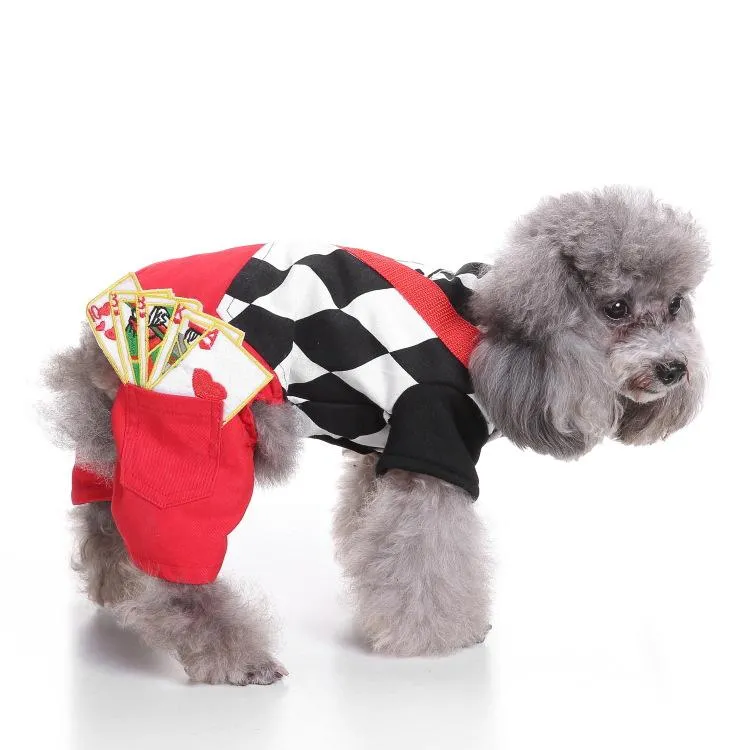 Magician Dog Costume Halloween Pet Poker Magic Clothes for Dog Cat Costume Jumpsuits Jacket Coat Cat Funny Apparel