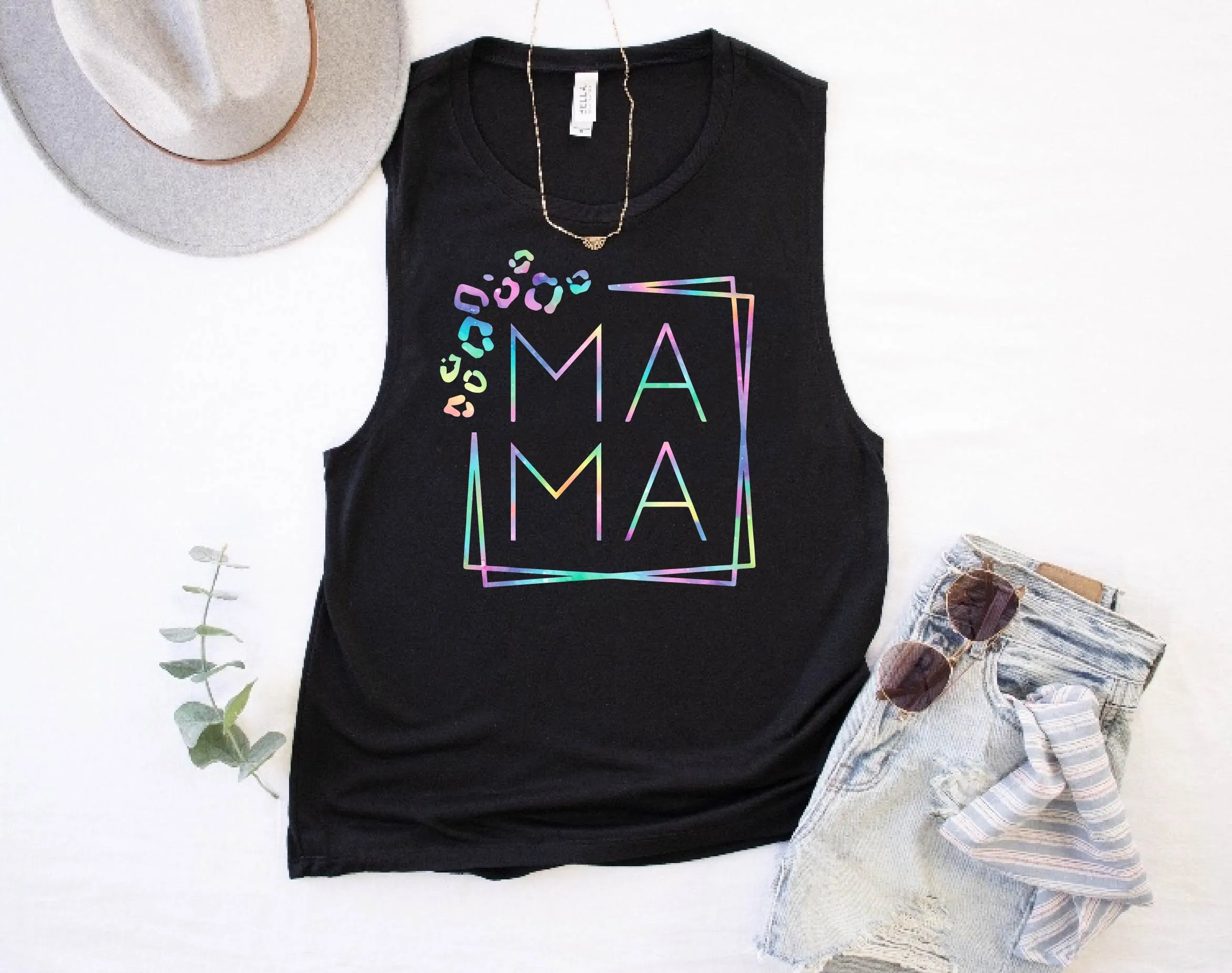 Mama Leopard Rainbow Tank | Womens Yoga Tank