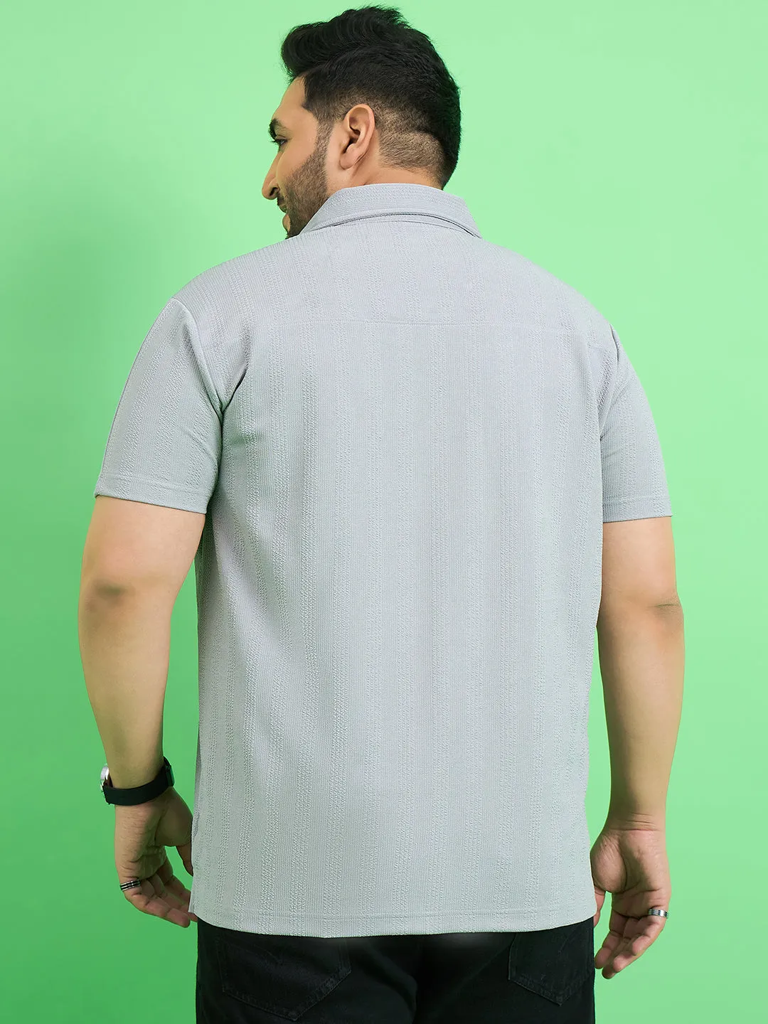 Men Plus Size Cascade Grey Solid Shirt