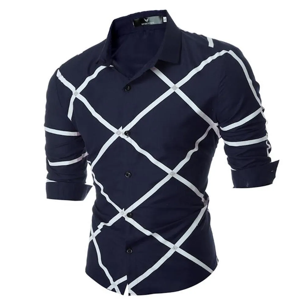 Men's Button down Tailor Fit Soft 100% Cotton Short Sleeve Dress Shirt Navy Blue Check casual And Formal