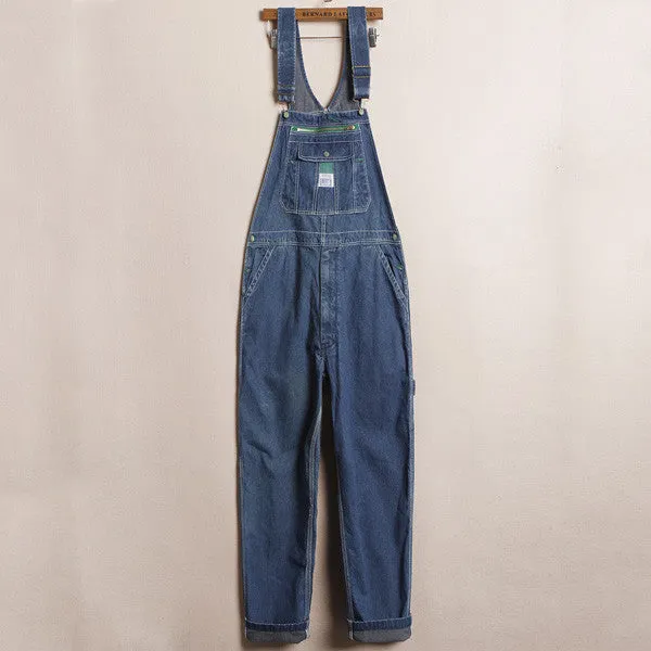 Men's casual loose green zipper bib overalls Male plus large size denim jumpsuits Huge pants
