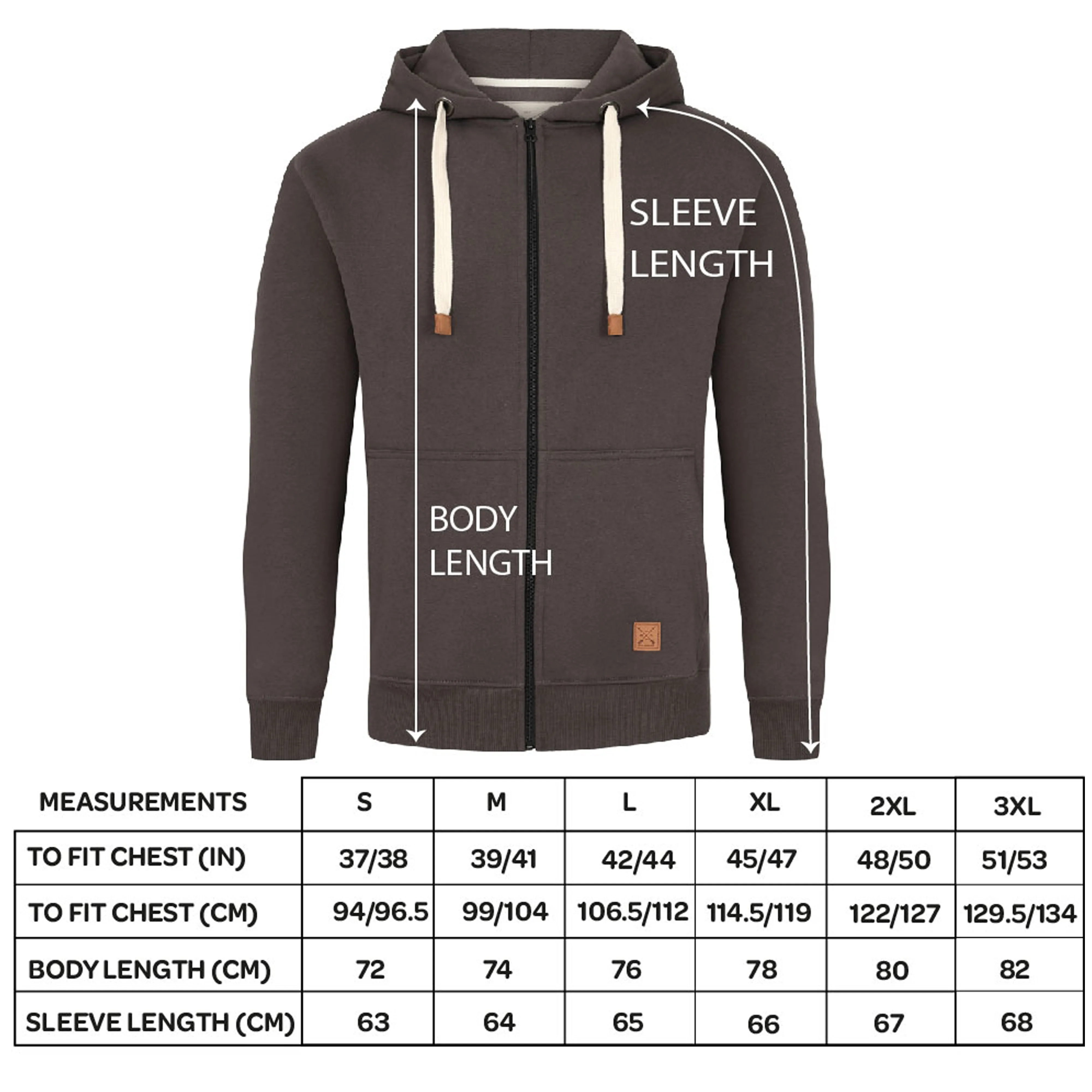 Men's Full Zip Fleece Hoodie - Grey