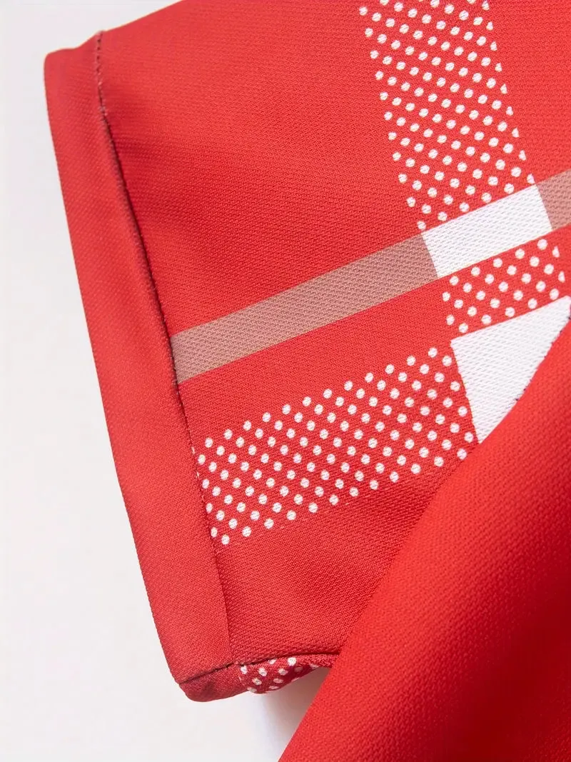 Men's Polo Shirt - Plaid Pattern - Slim Fit - Short Sleeve Button-Down Collar