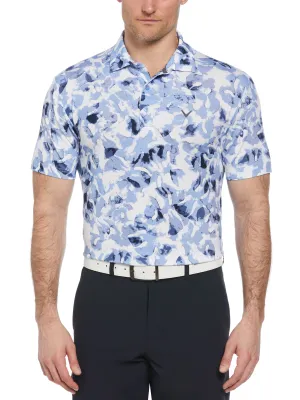 Mens Tie Dye Palm Print Golf Polo
