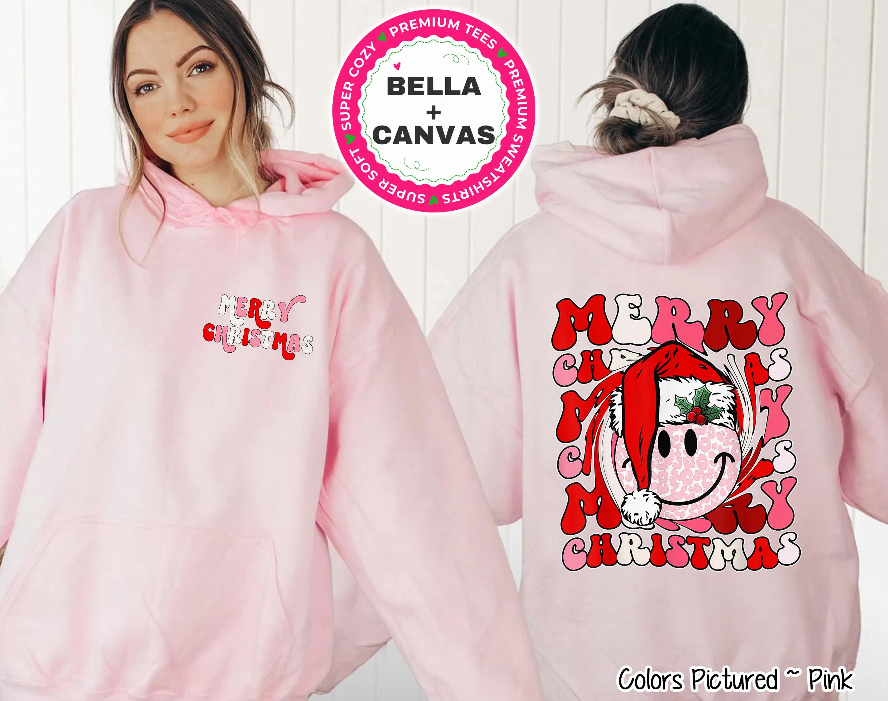 Merry Christmas Festive Smile 2 Sided Tee or Sweatshirt