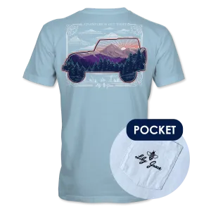 Mountain Scene Jeep- Forest Sunrise T-Shirt