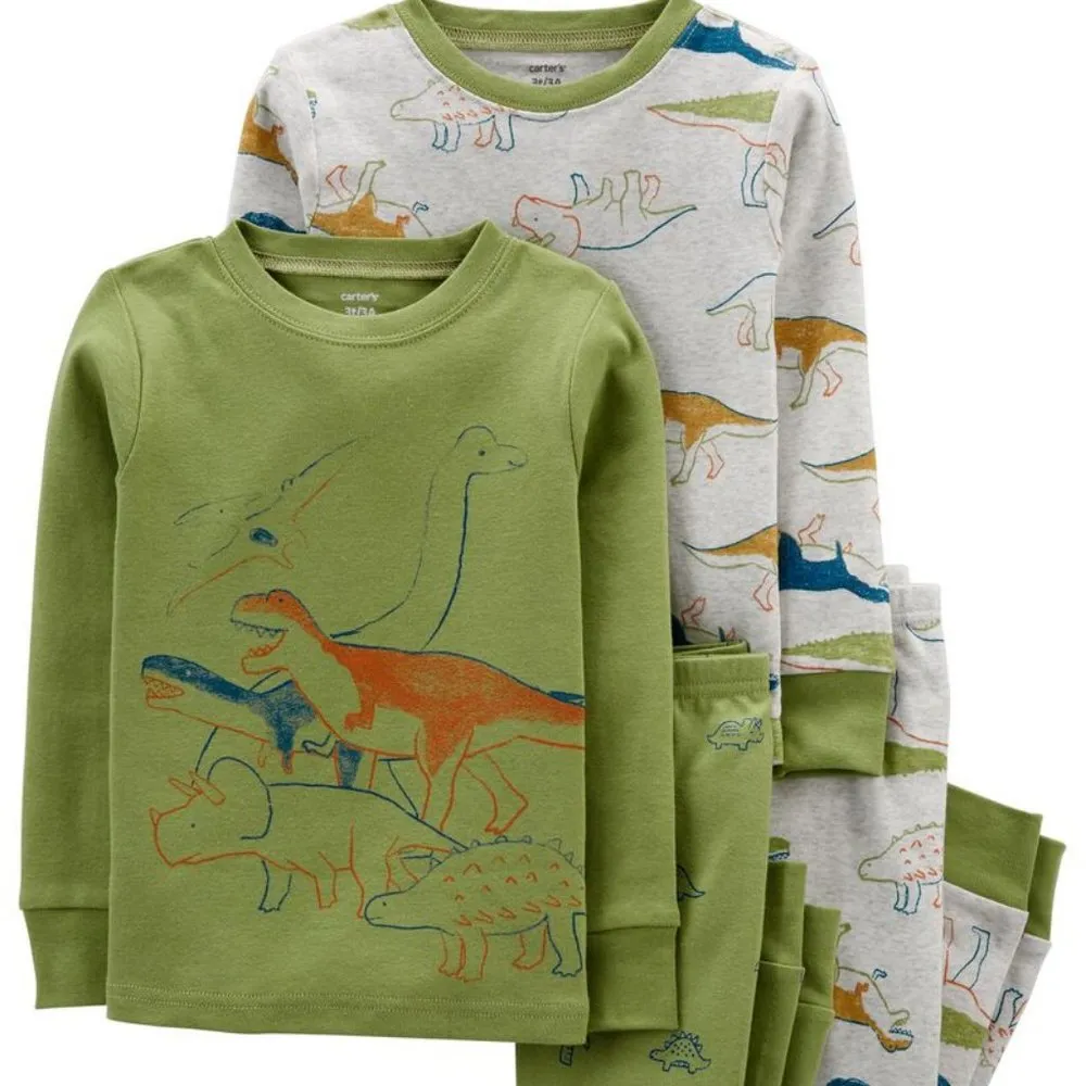 NWT 4-Piece Dinosaur 100% Snug Fit Cotton PJs