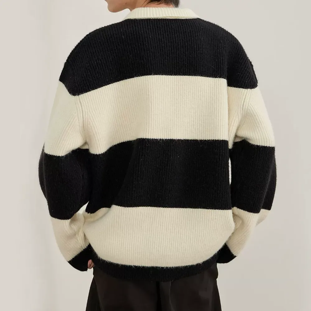 OOC' Preppy Contrast Color Couple Polo Sweater