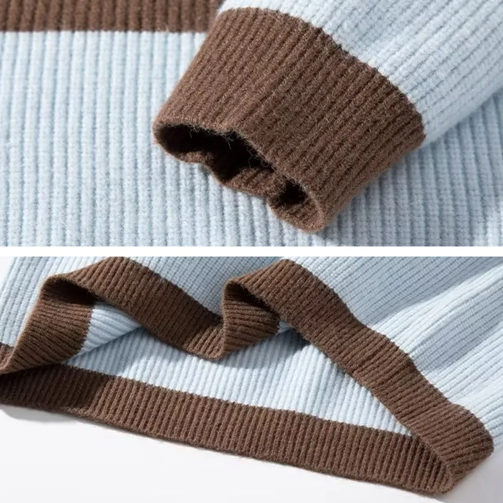 OOC' Preppy Contrast Color Couple Polo Sweater