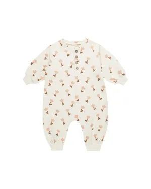 ORGANIC Relaxed Fleece Jumpsuit || Tulips