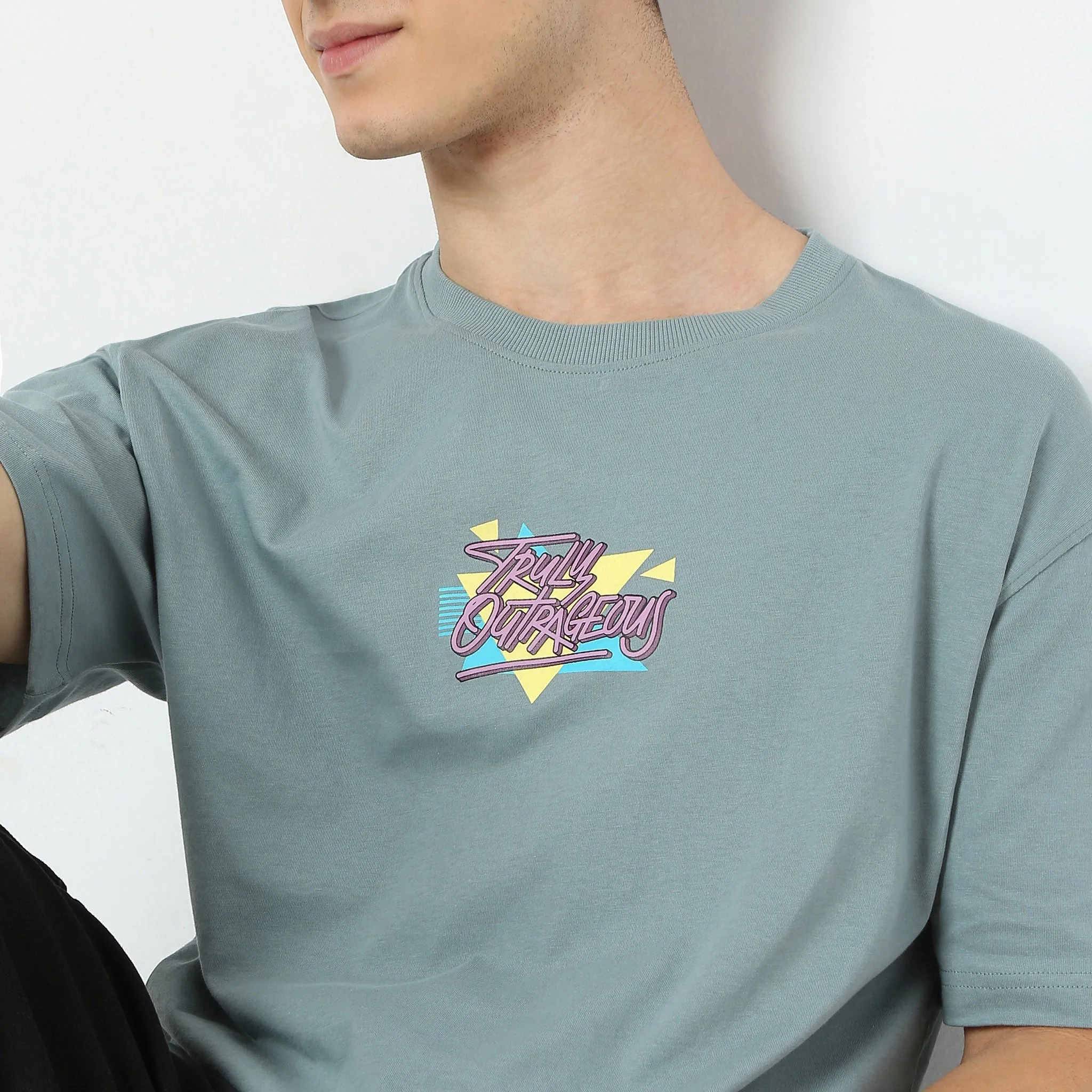 Oversize Graphic Crew Neck Modern Street Slogan T-Shirt