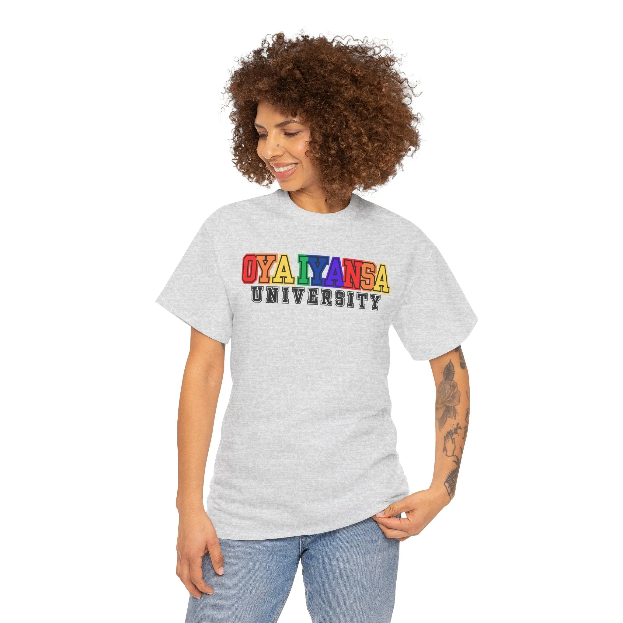 Oya Iyansa University Unisex Heavy Cotton Tee - Vibrant Campus Style Shirt