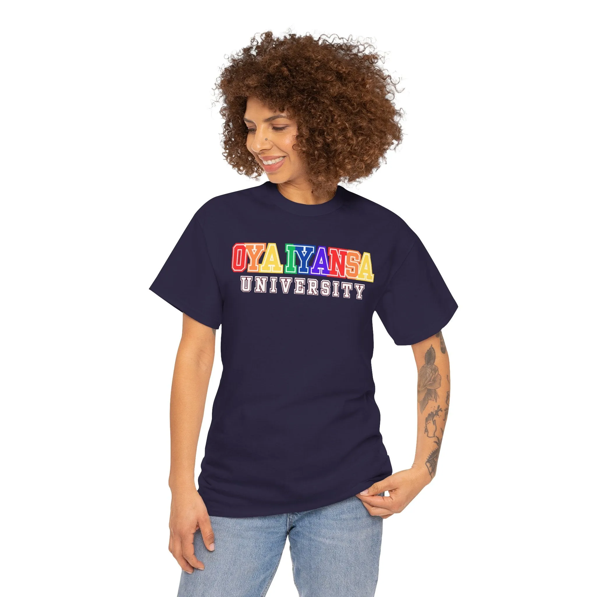 Oya Iyansa University Unisex Heavy Cotton Tee - Vibrant Campus Style Shirt