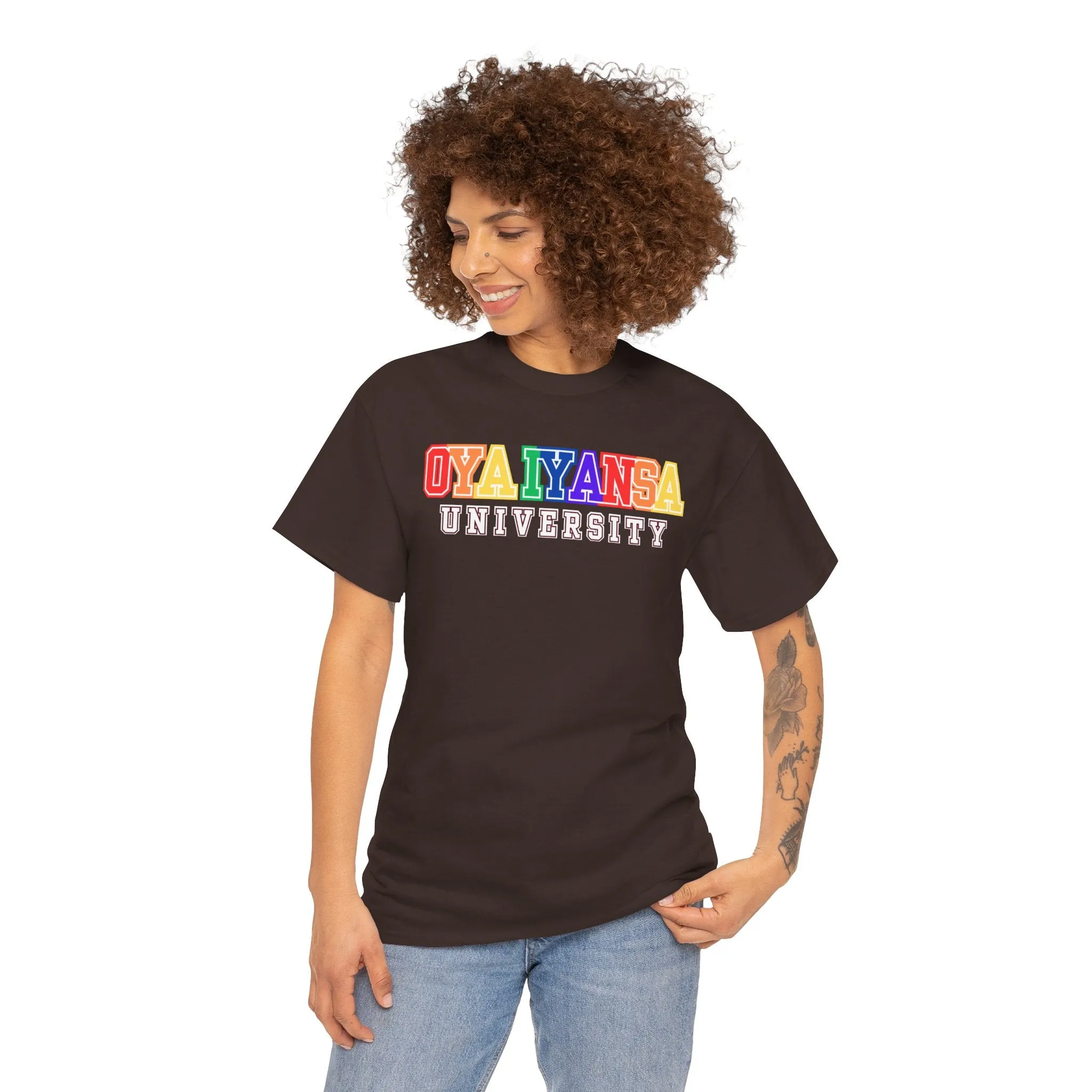 Oya Iyansa University Unisex Heavy Cotton Tee - Vibrant Campus Style Shirt