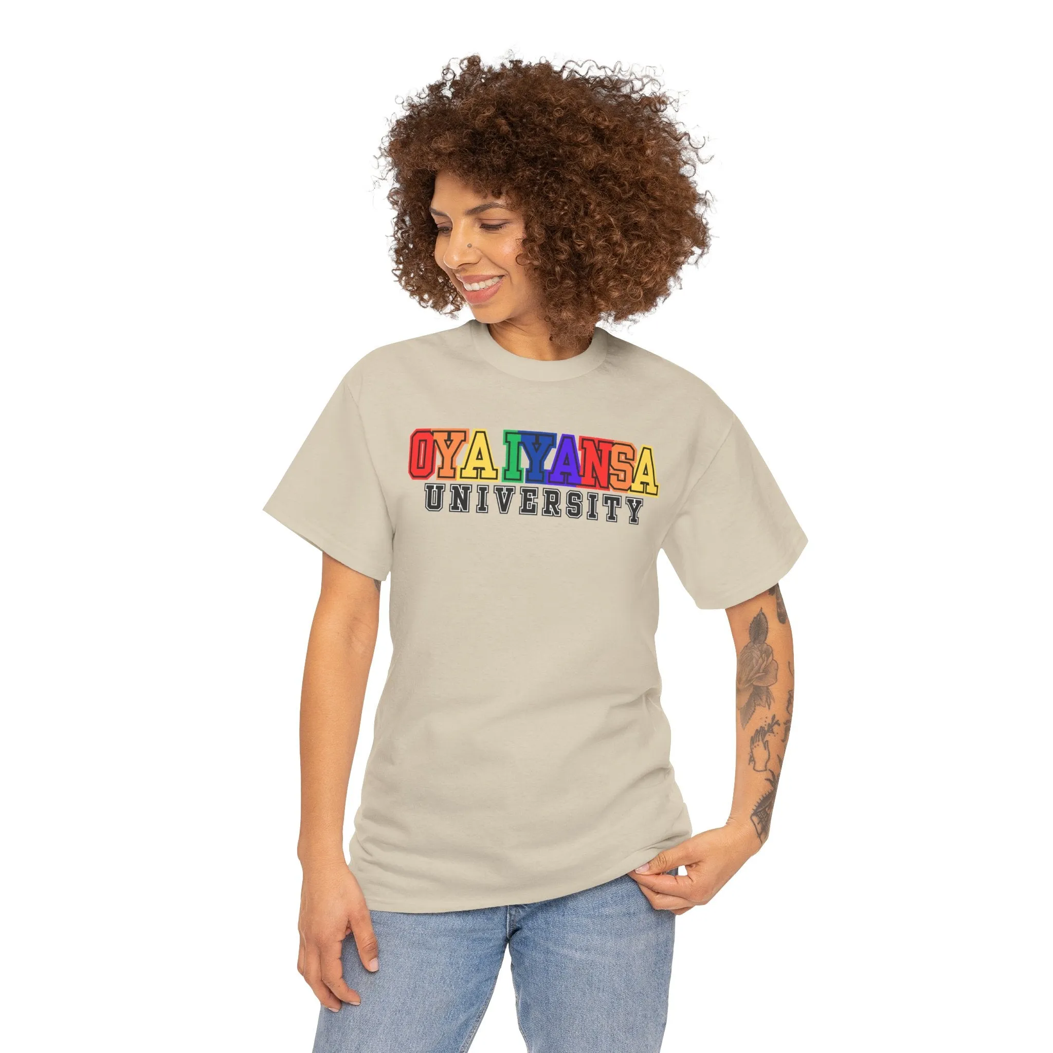 Oya Iyansa University Unisex Heavy Cotton Tee - Vibrant Campus Style Shirt
