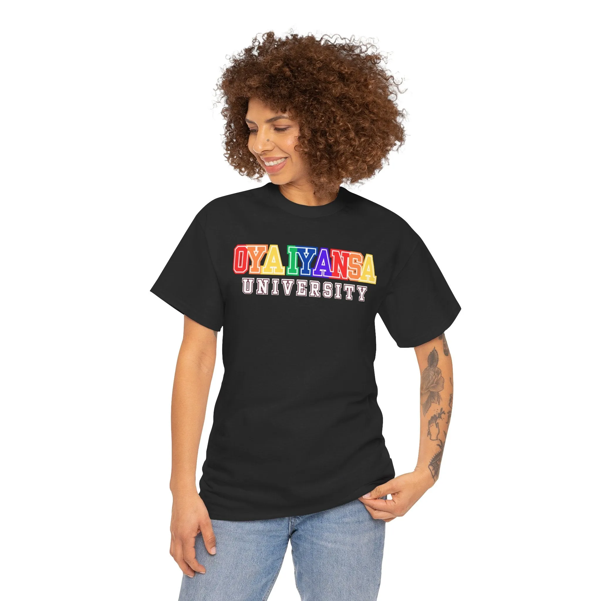 Oya Iyansa University Unisex Heavy Cotton Tee - Vibrant Campus Style Shirt