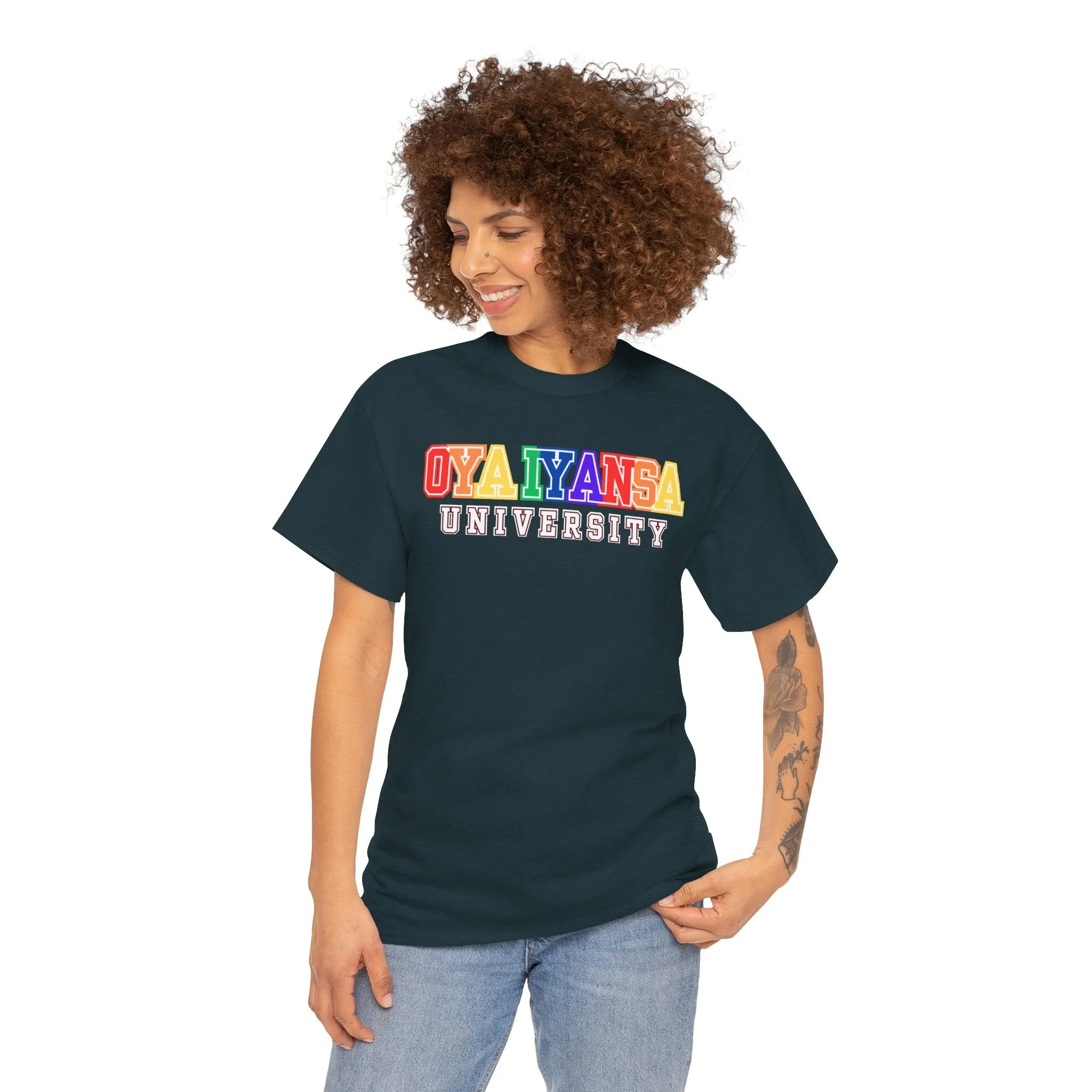 Oya Iyansa University Unisex Heavy Cotton Tee - Vibrant Campus Style Shirt