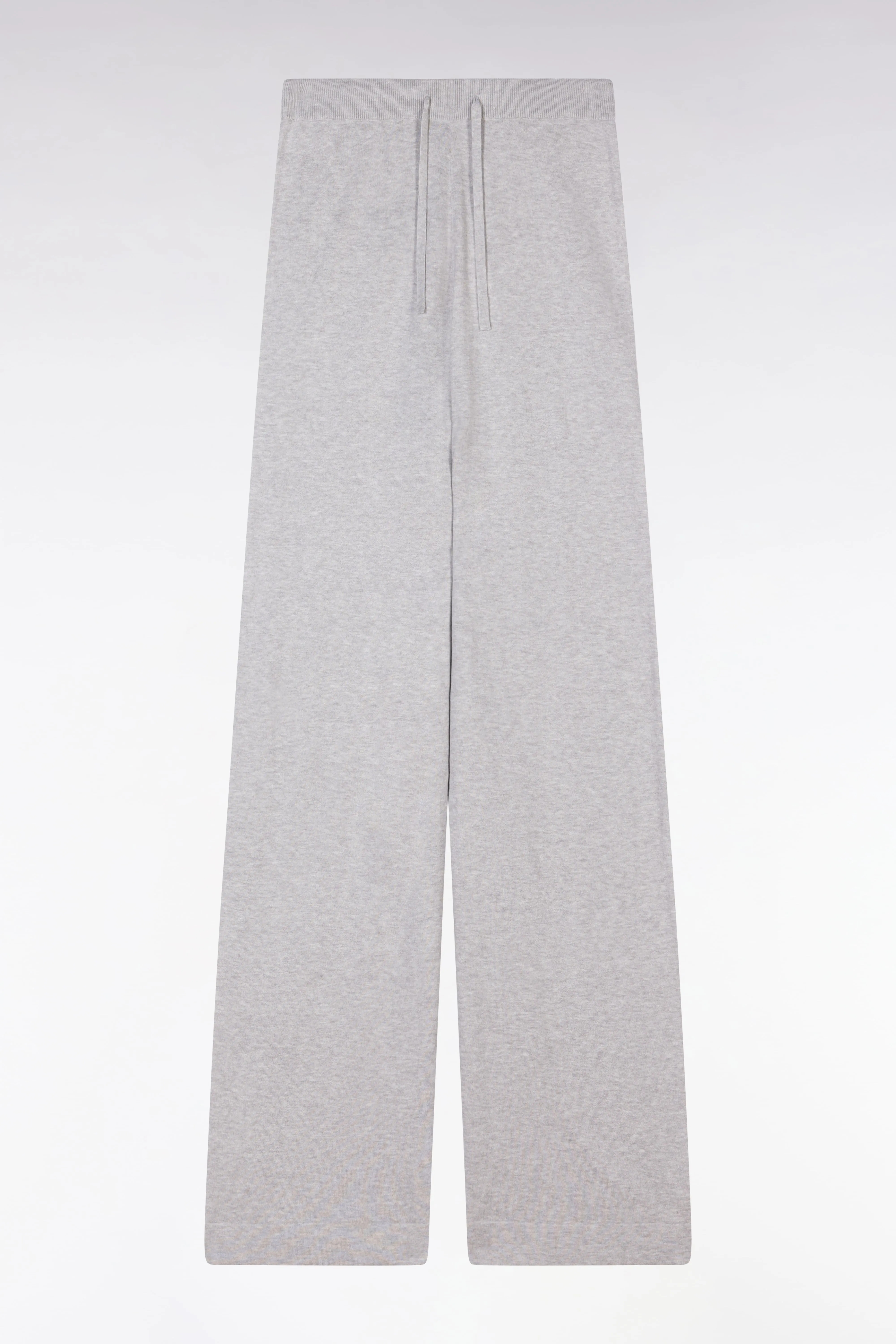 Pantalon à jambe large en coton biologique et cachemire gris coupe décontractée