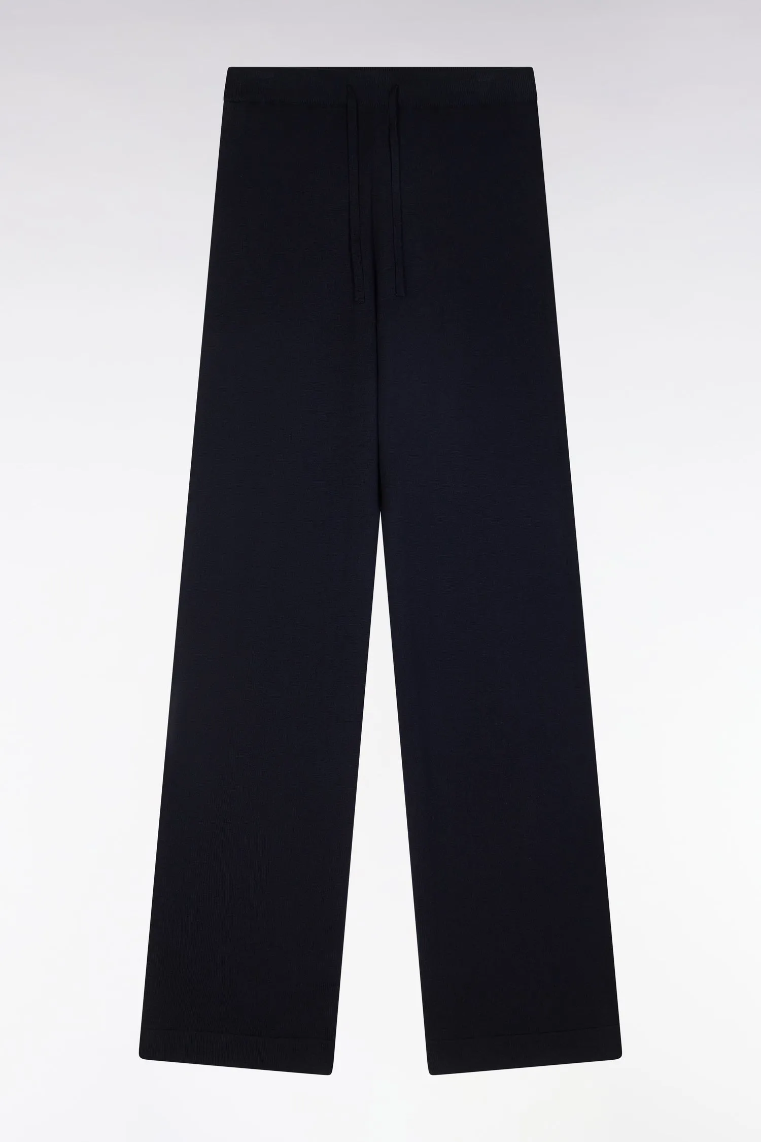 Pantalon à jambe large en coton biologique et cachemire marine coupe décontractée