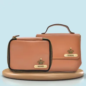 Personalized Mini make up kit   Sling bag - Tan