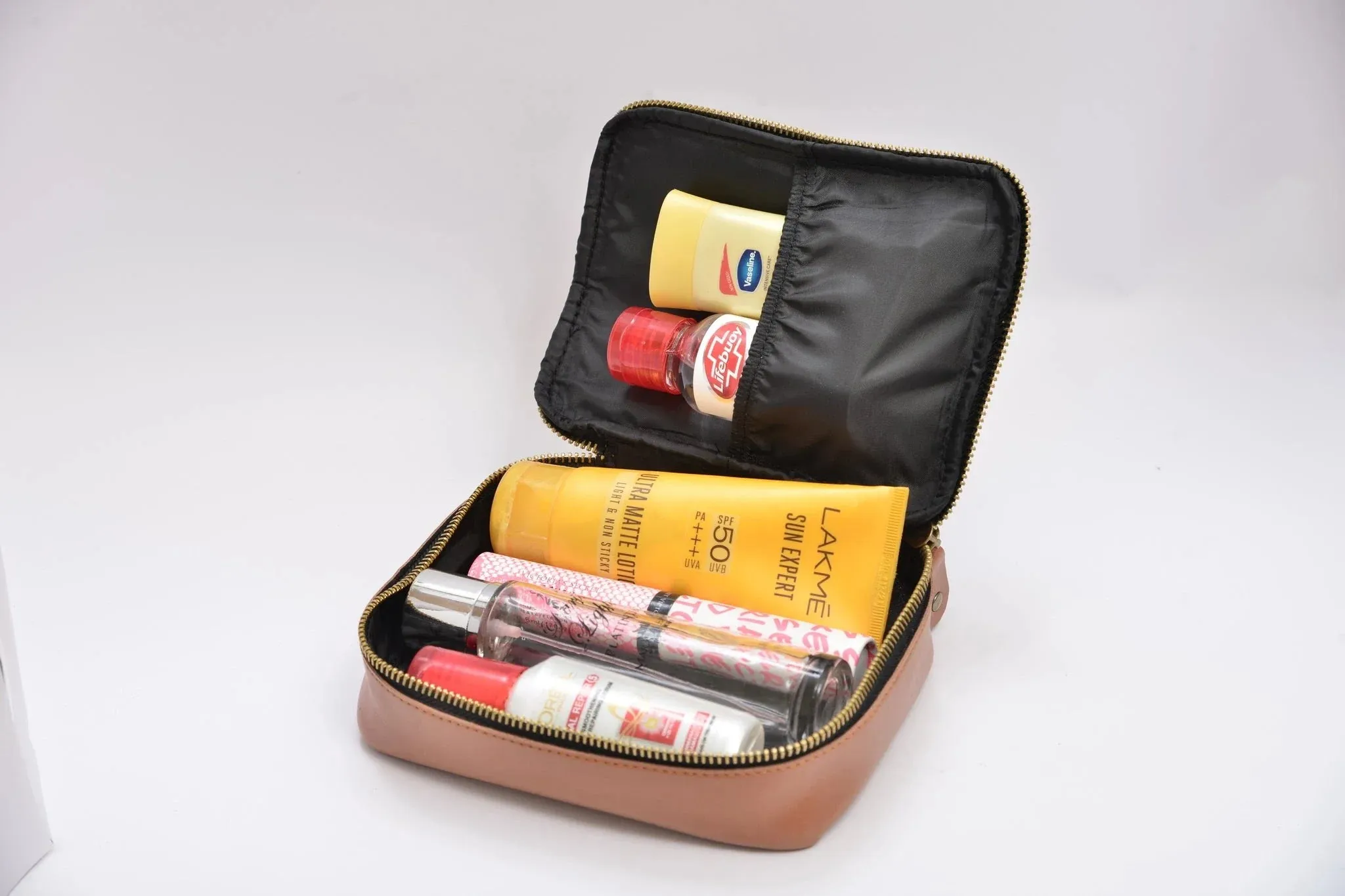 Personalized Mini make up kit   Sling bag - Tan