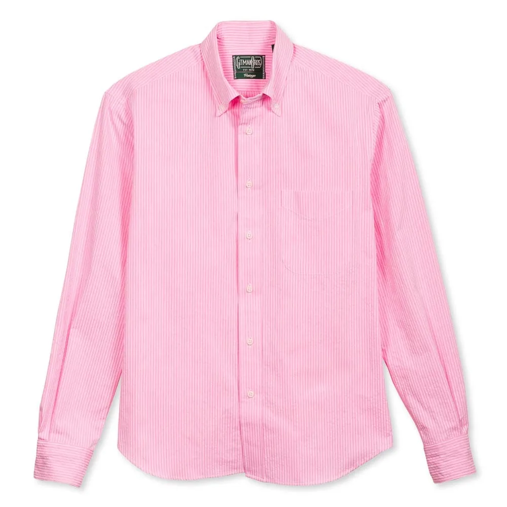 Pink Seersucker Stripe Weekend Shirt