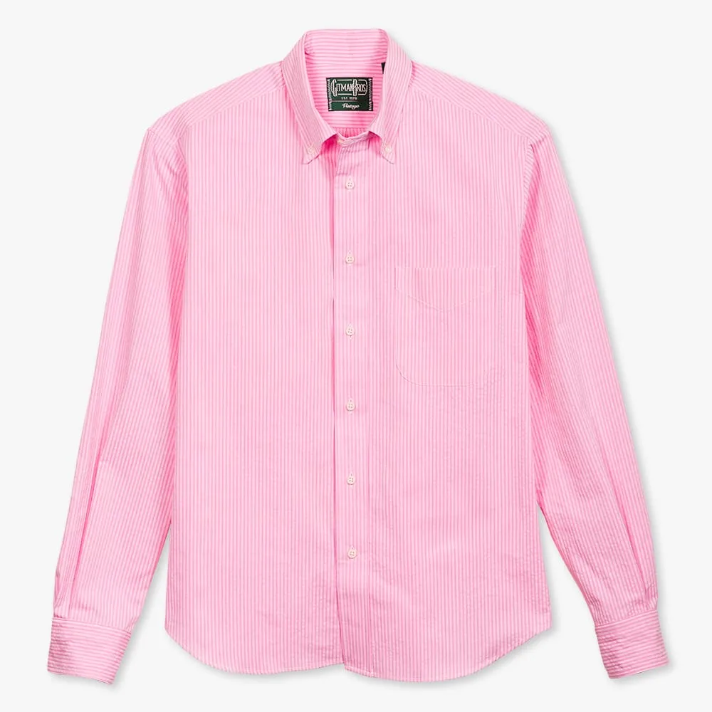 Pink Seersucker Stripe Weekend Shirt