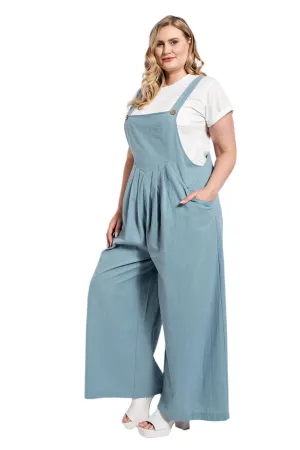 Pintuck Detail Overall with Side Pockets Light Denim