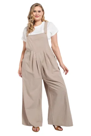 Pintuck Detail Overall with Side Pockets Stone