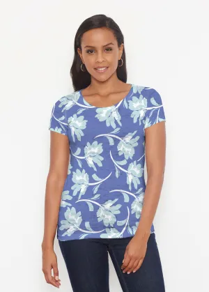 Polka Dot Floral Navy (7916) ~ Short Sleeve Scoop Shirt