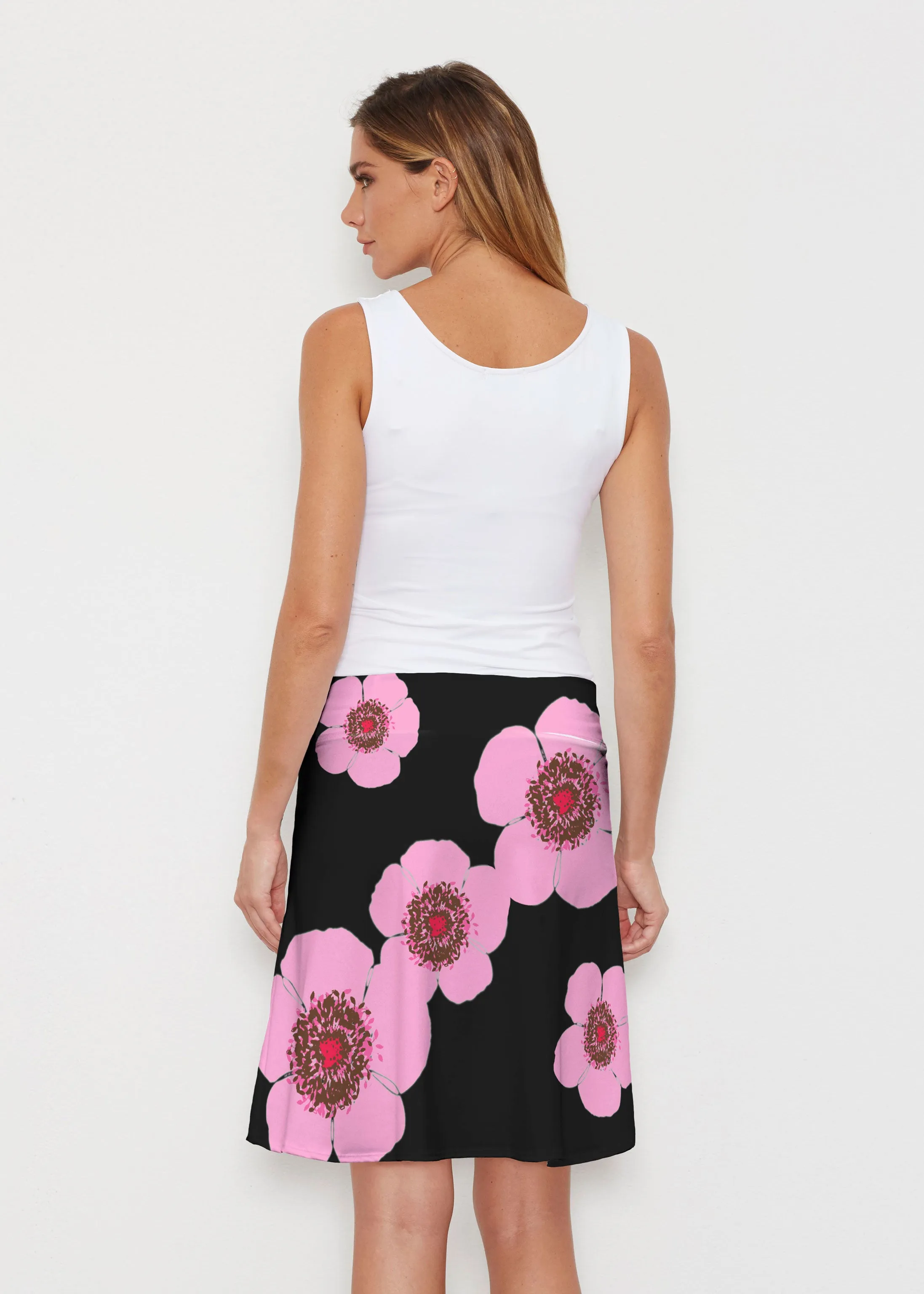 Poppy Black Stripes (7100) ~ Silky Brenda Skirt 21 inch