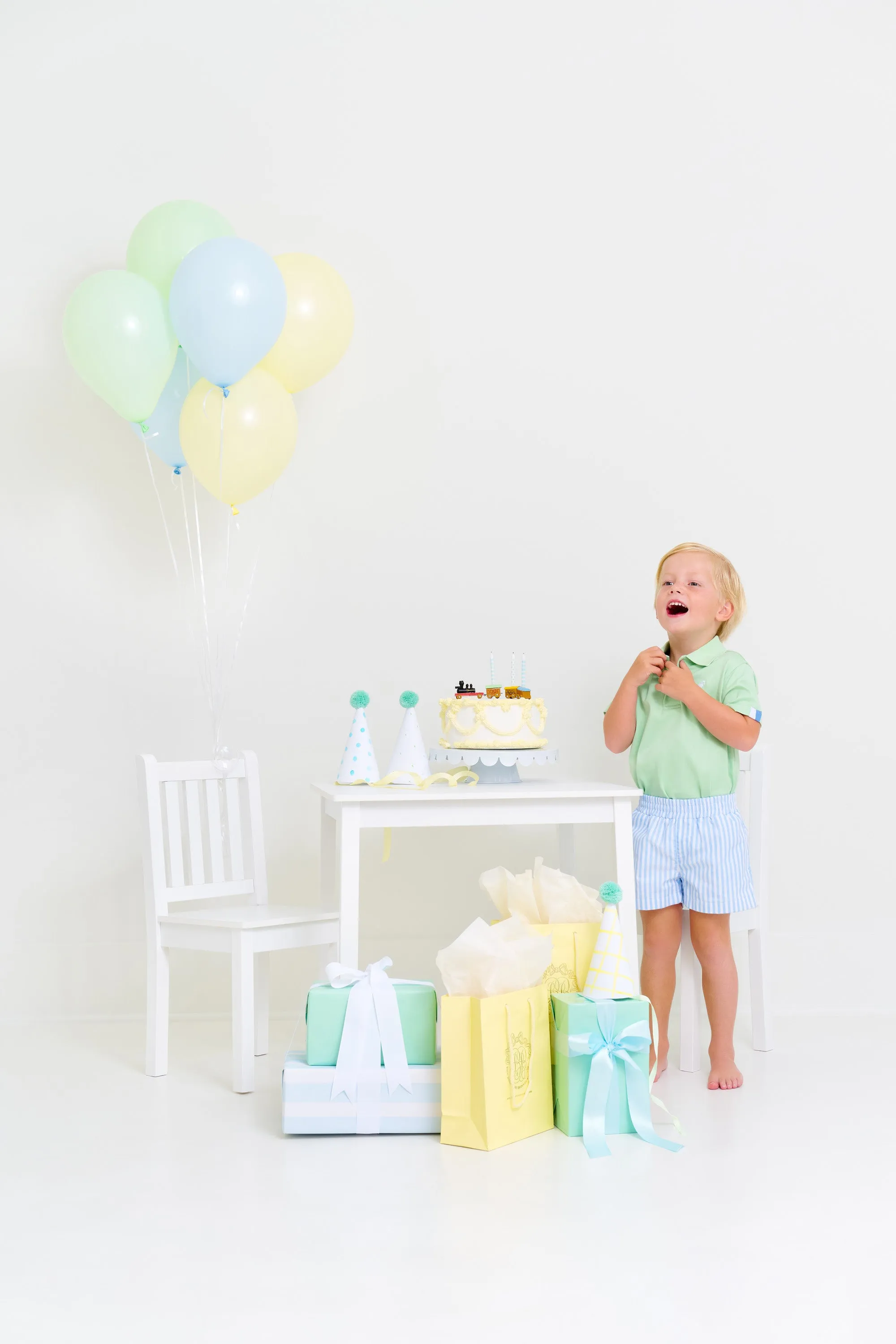 Prim & Proper Polo & Onesie - Grace Bay Green with Sunrise Blvd. & Worth Avenue White Stork