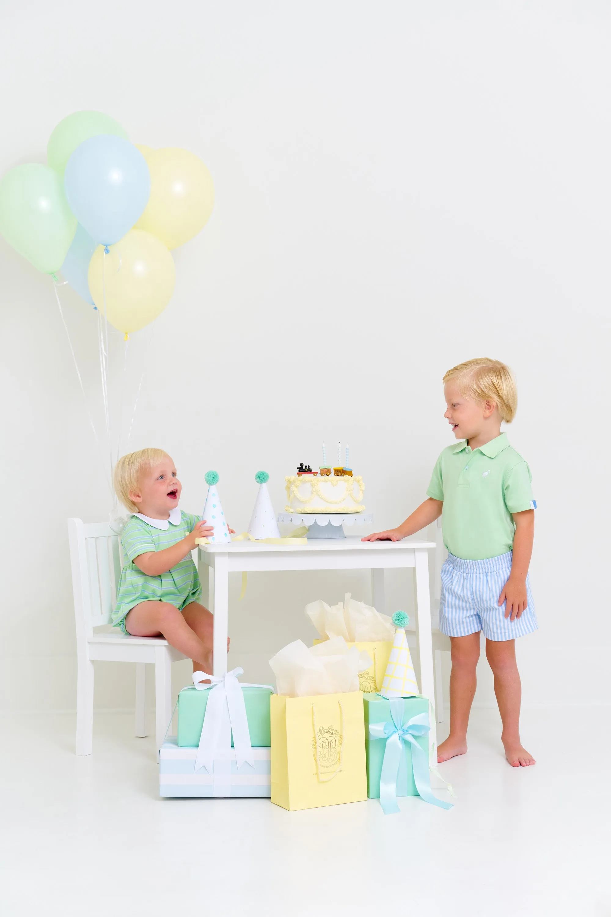 Prim & Proper Polo & Onesie - Grace Bay Green with Sunrise Blvd. & Worth Avenue White Stork