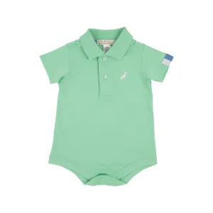 Prim & Proper Polo & Onesie - Grace Bay Green with Sunrise Blvd. & Worth Avenue White Stork