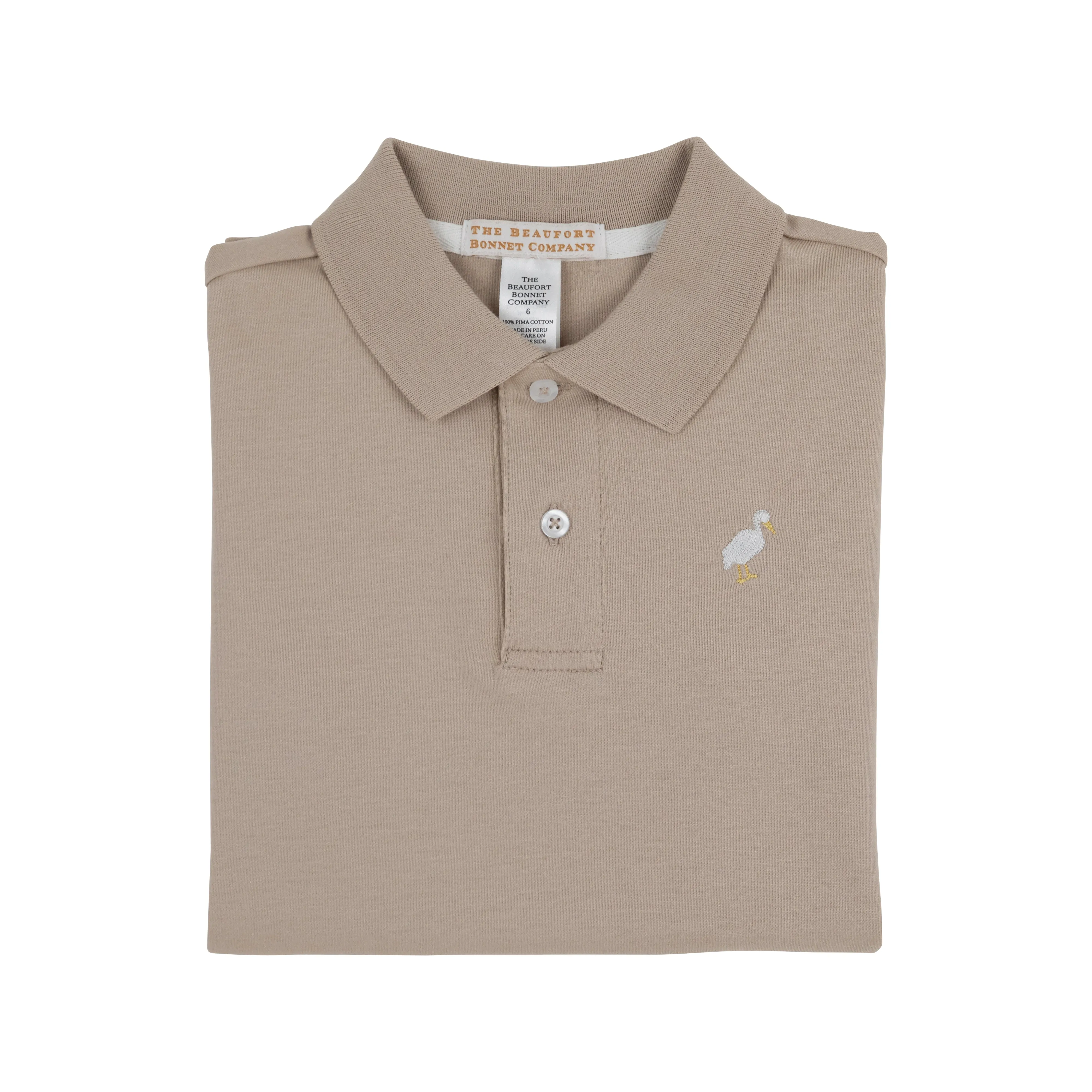 Prim & Proper Polo & Onesie - Keeneland Khaki with Multicolor Stork