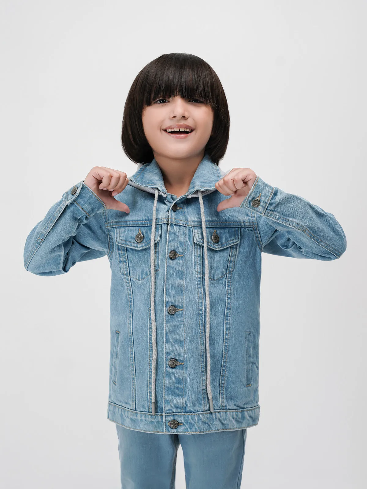 "KIXOX" Denim Jacket With Hood