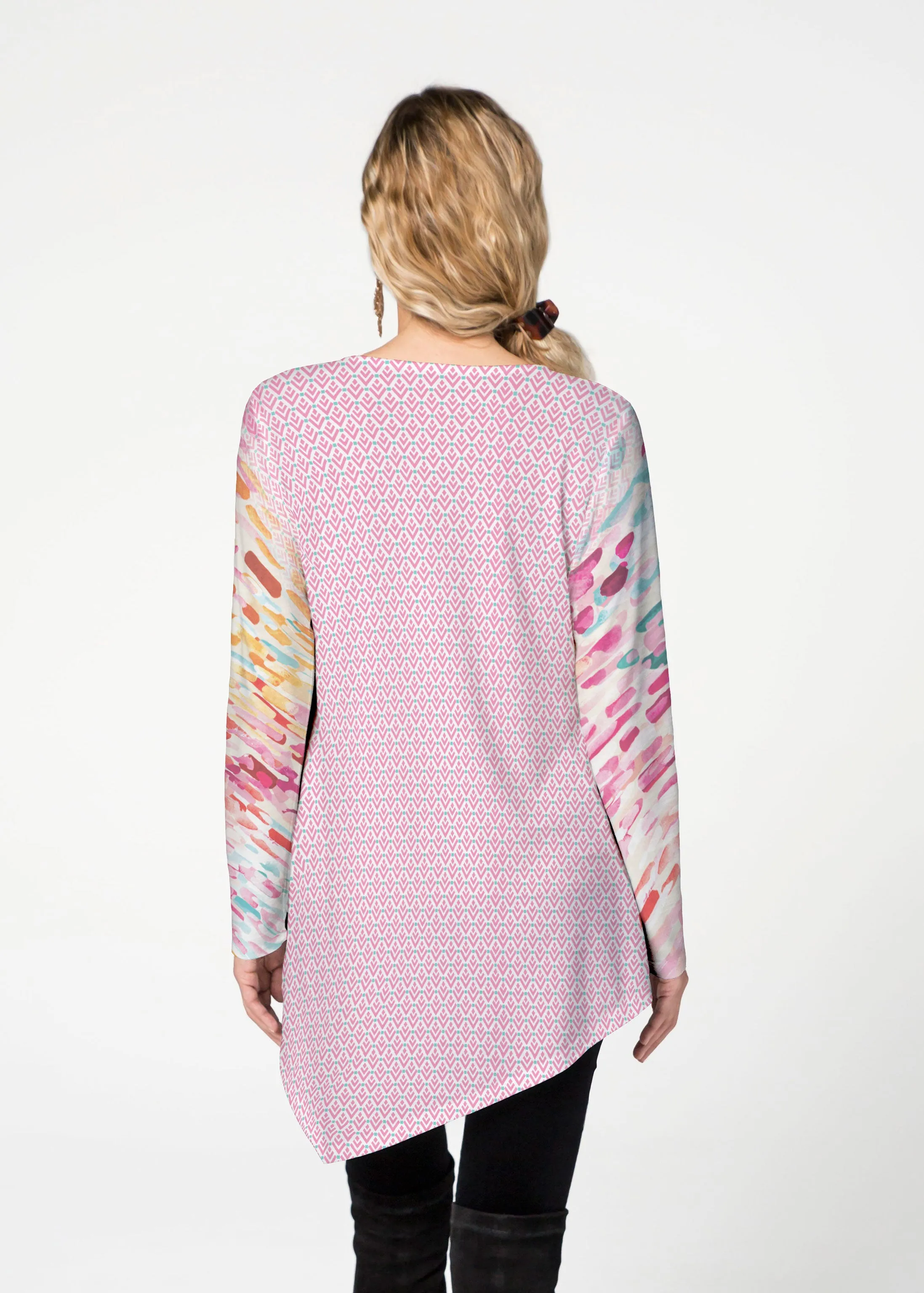 Rainbow Rain (16227) ~ Asymmetrical French Terry Tunic