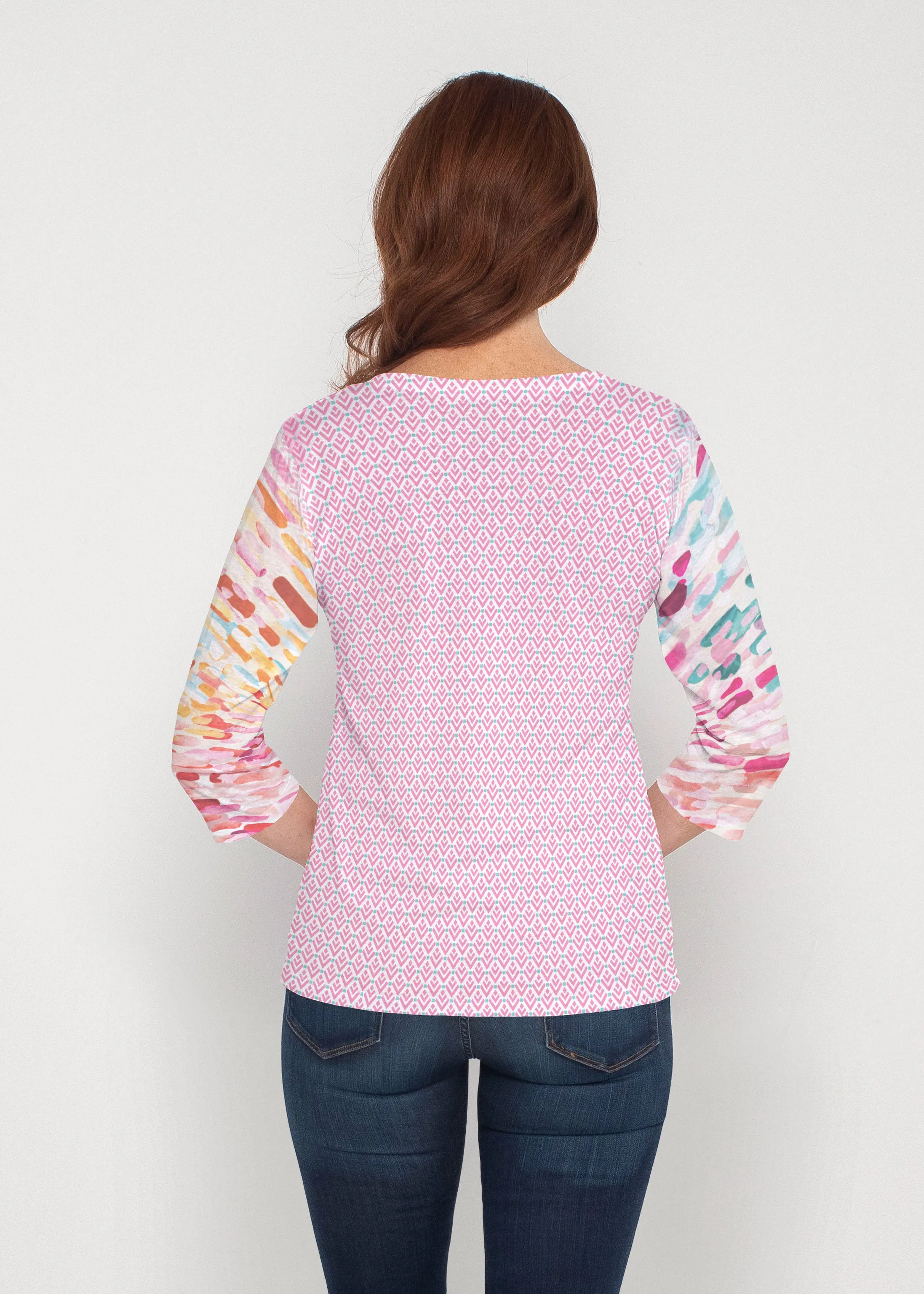 Rainbow Rain (16227) ~ Signature 3/4 Sleeve V-Neck Top
