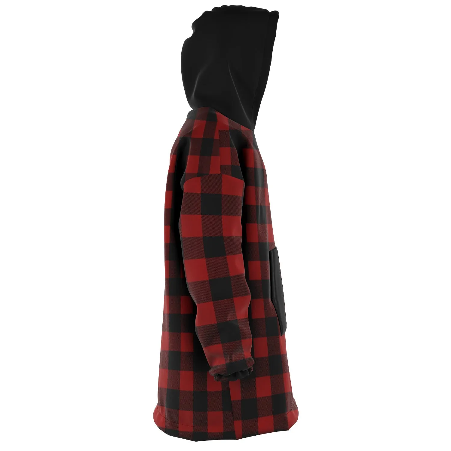 Red and Black Buffalo Plaid Snug Hoodie Wearable Blanket
