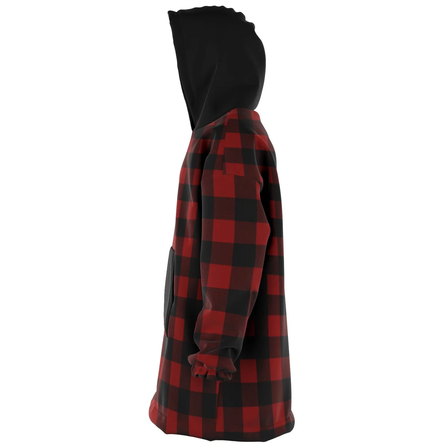 Red and Black Buffalo Plaid Snug Hoodie Wearable Blanket