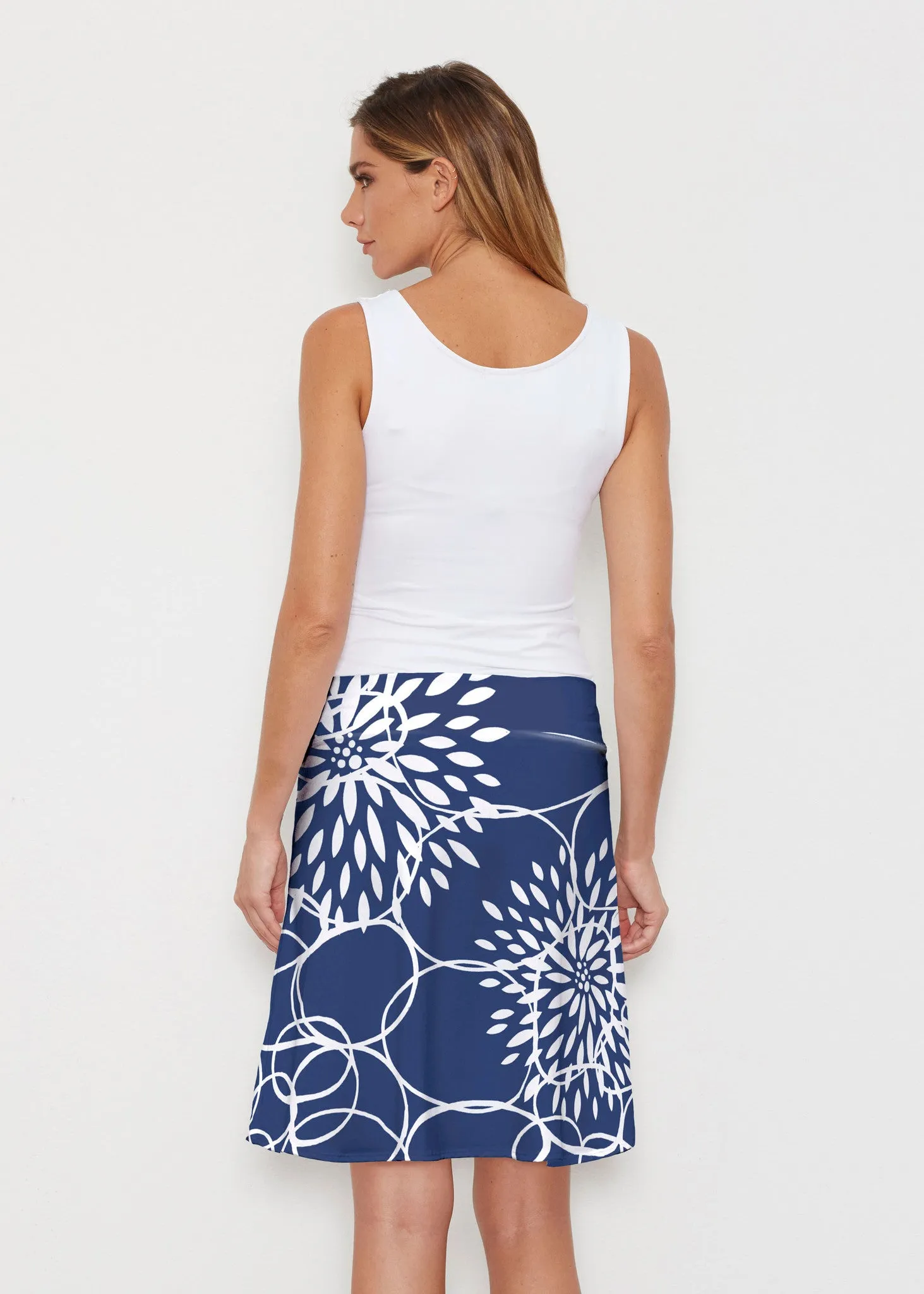 Reflection Navy (11040) ~ Silky Brenda Skirt