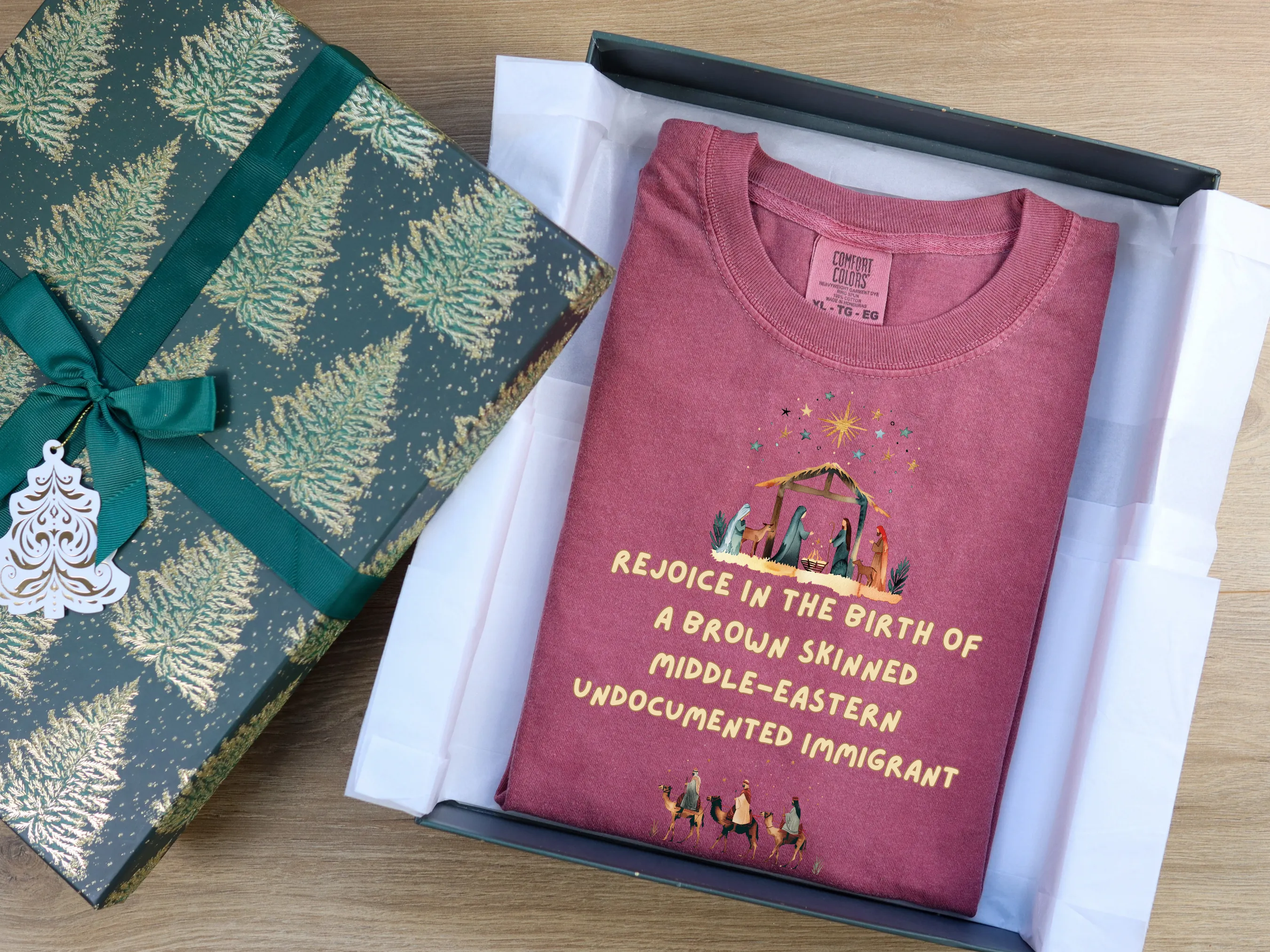 Rejoice In The Birth Of A Brown Skinned Middle Eastern Undocumented Immigrant Tshirt