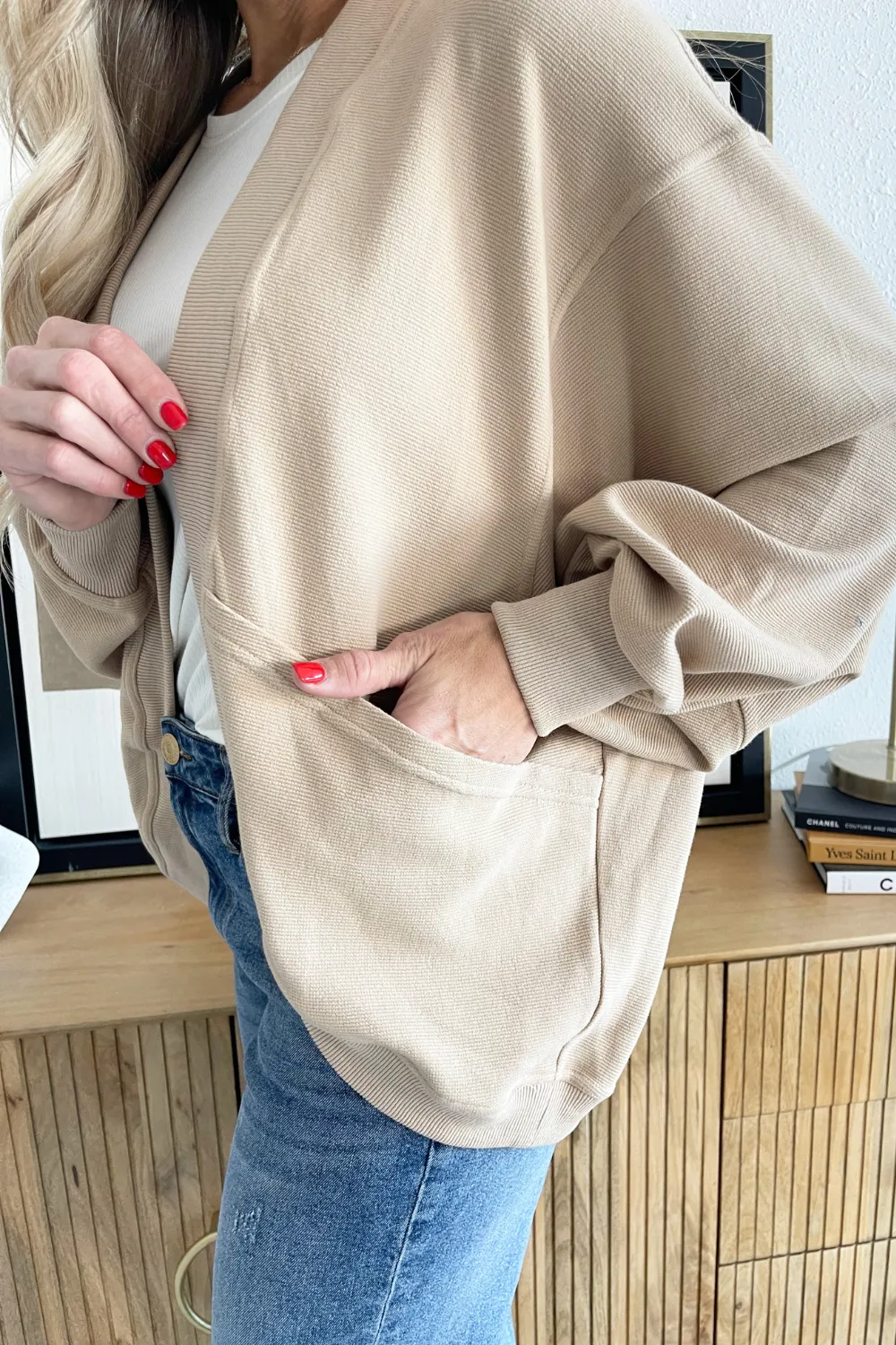 Relaxed Fit Cardigan with Pocket Detail