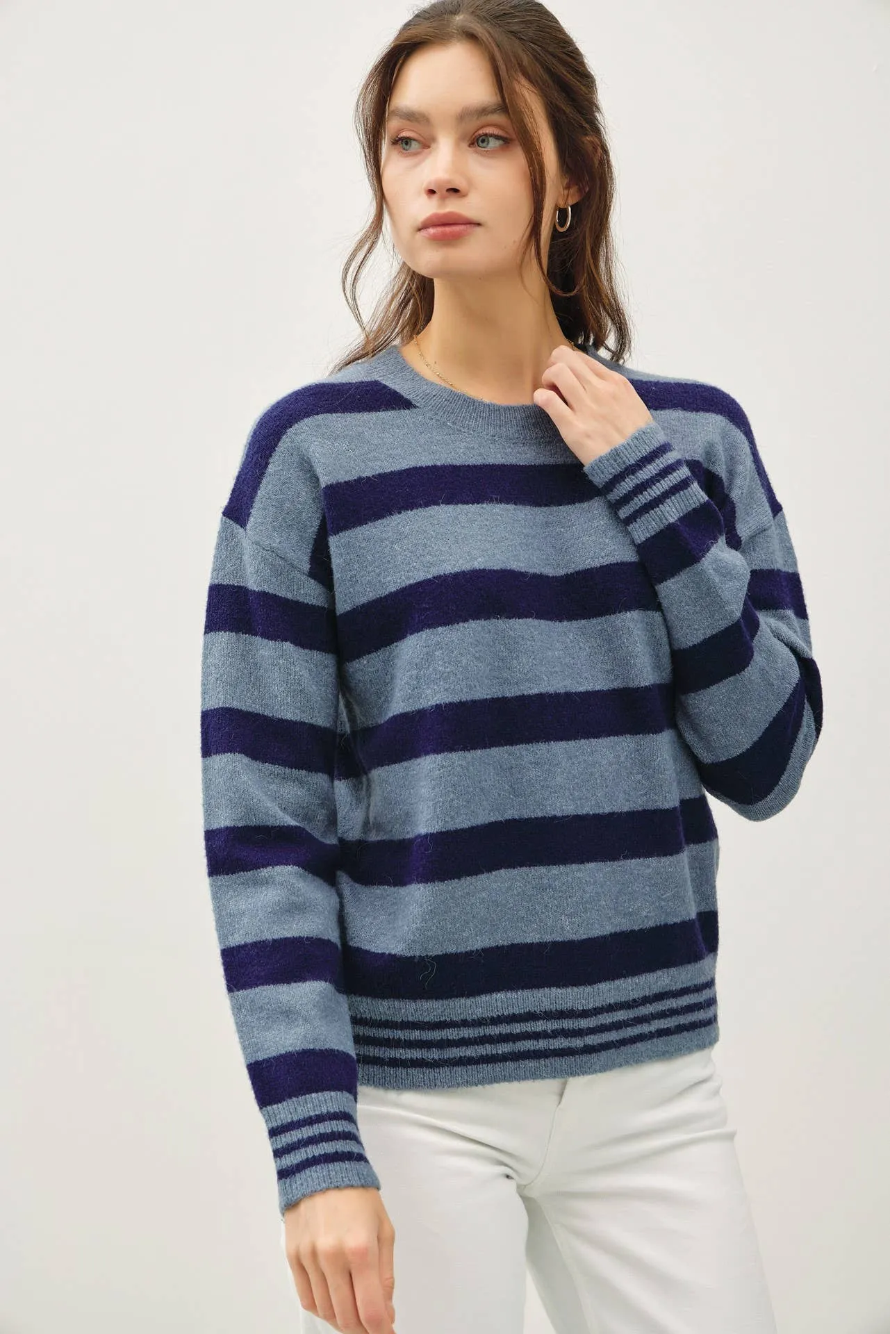RELAXED HORIZONTAL STRIPE SWEATER
