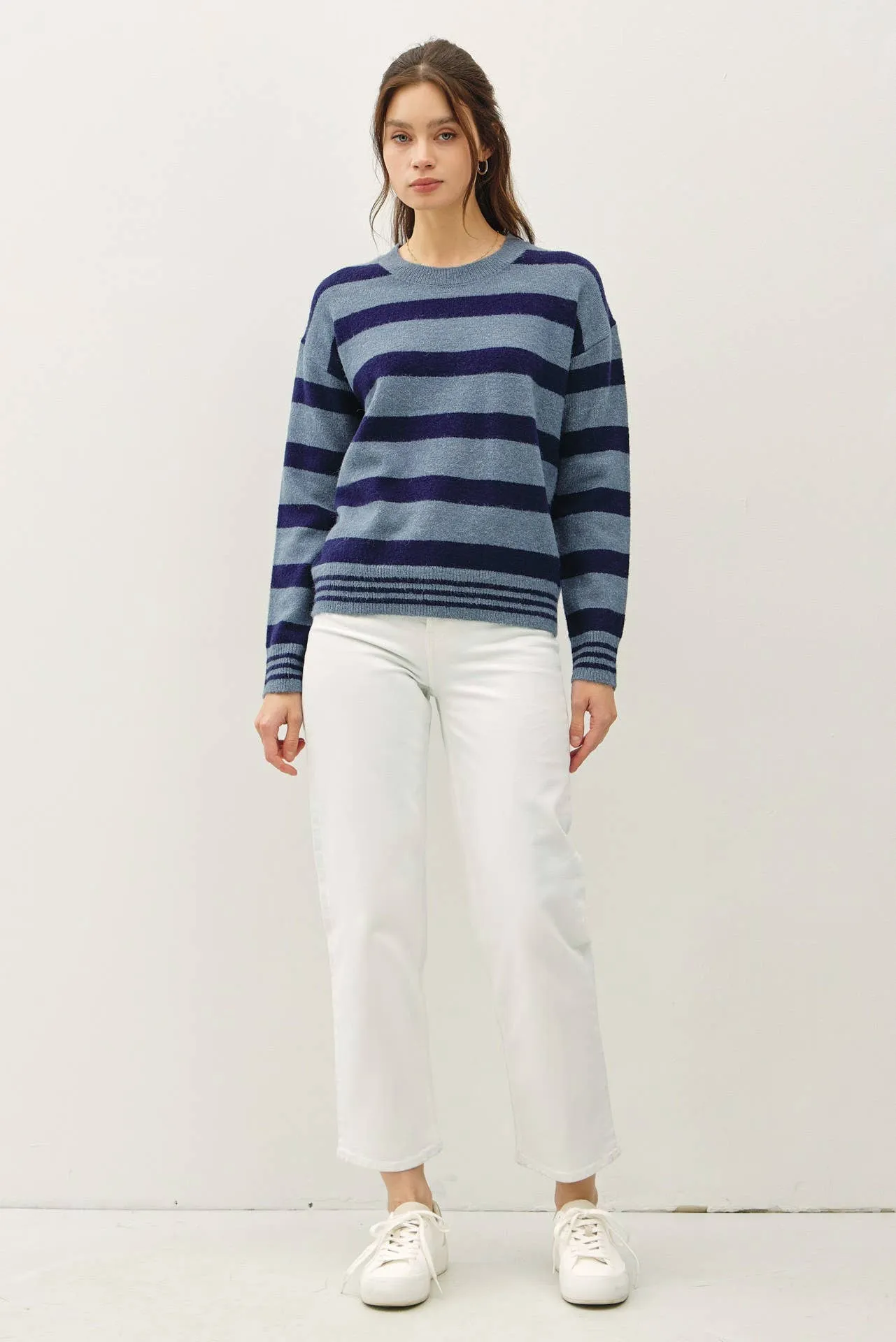 RELAXED HORIZONTAL STRIPE SWEATER