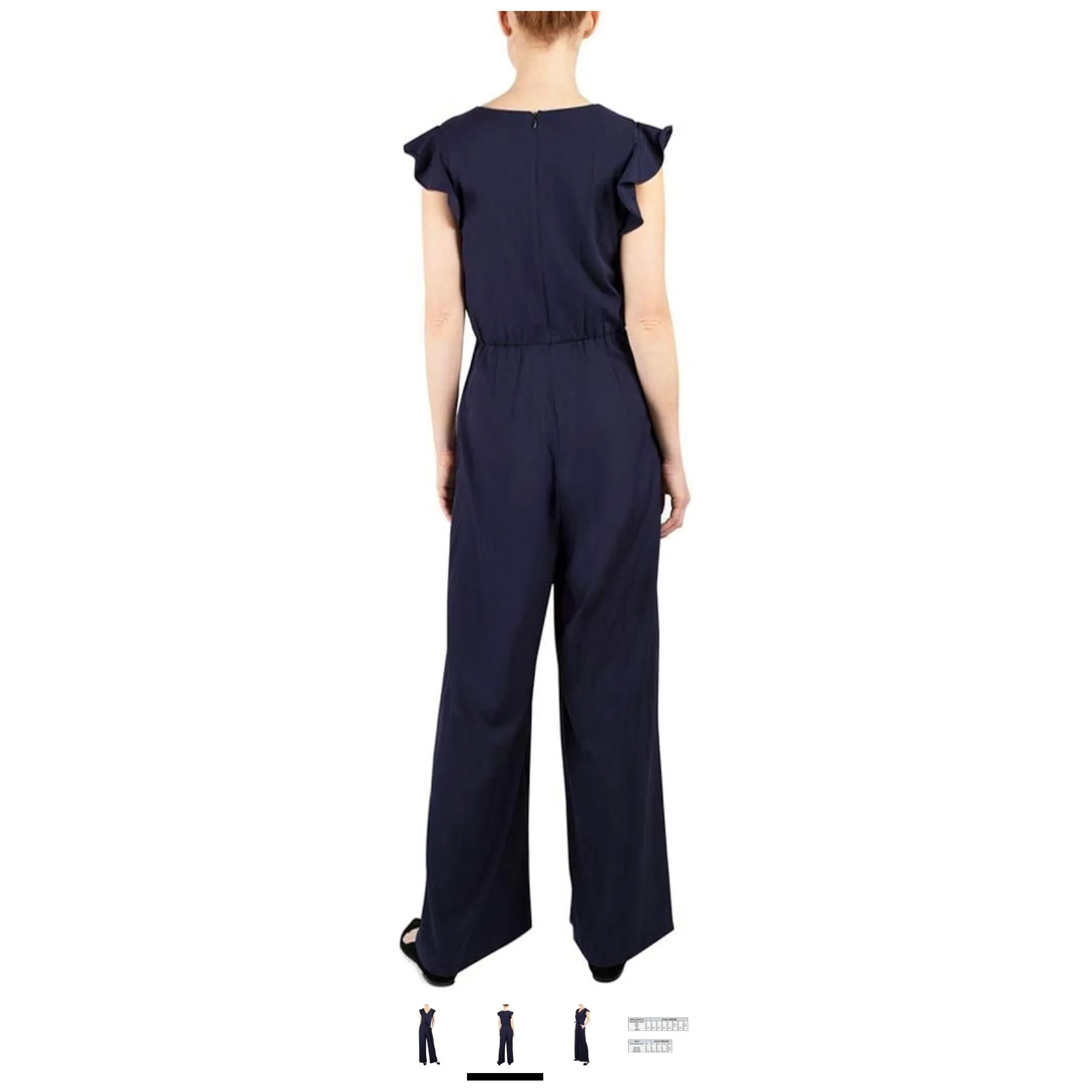 RESALE - Julia Jordan Navy Jumpsuit Ruffle Sleeve - 8 NWOT