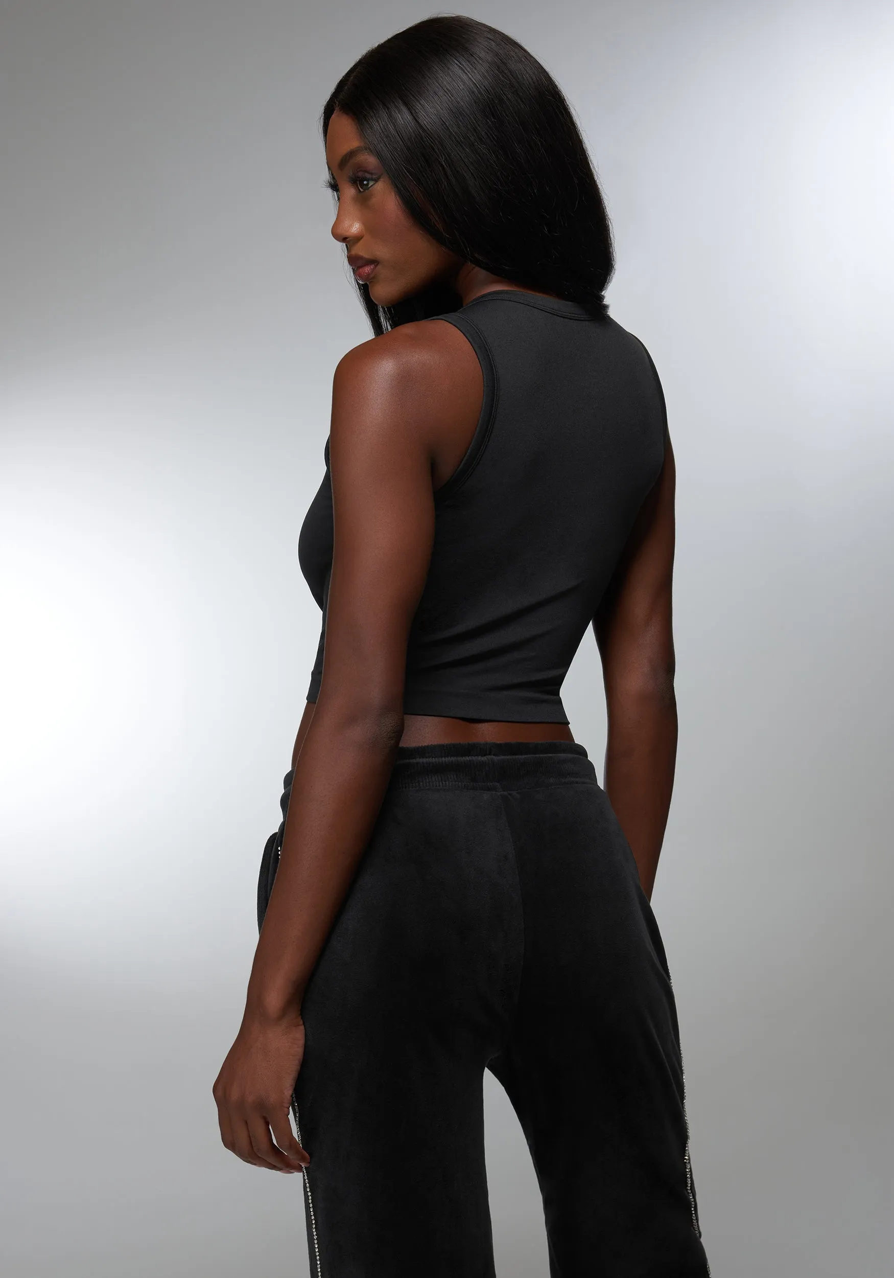 Rhinestone Logo Cropped Tank