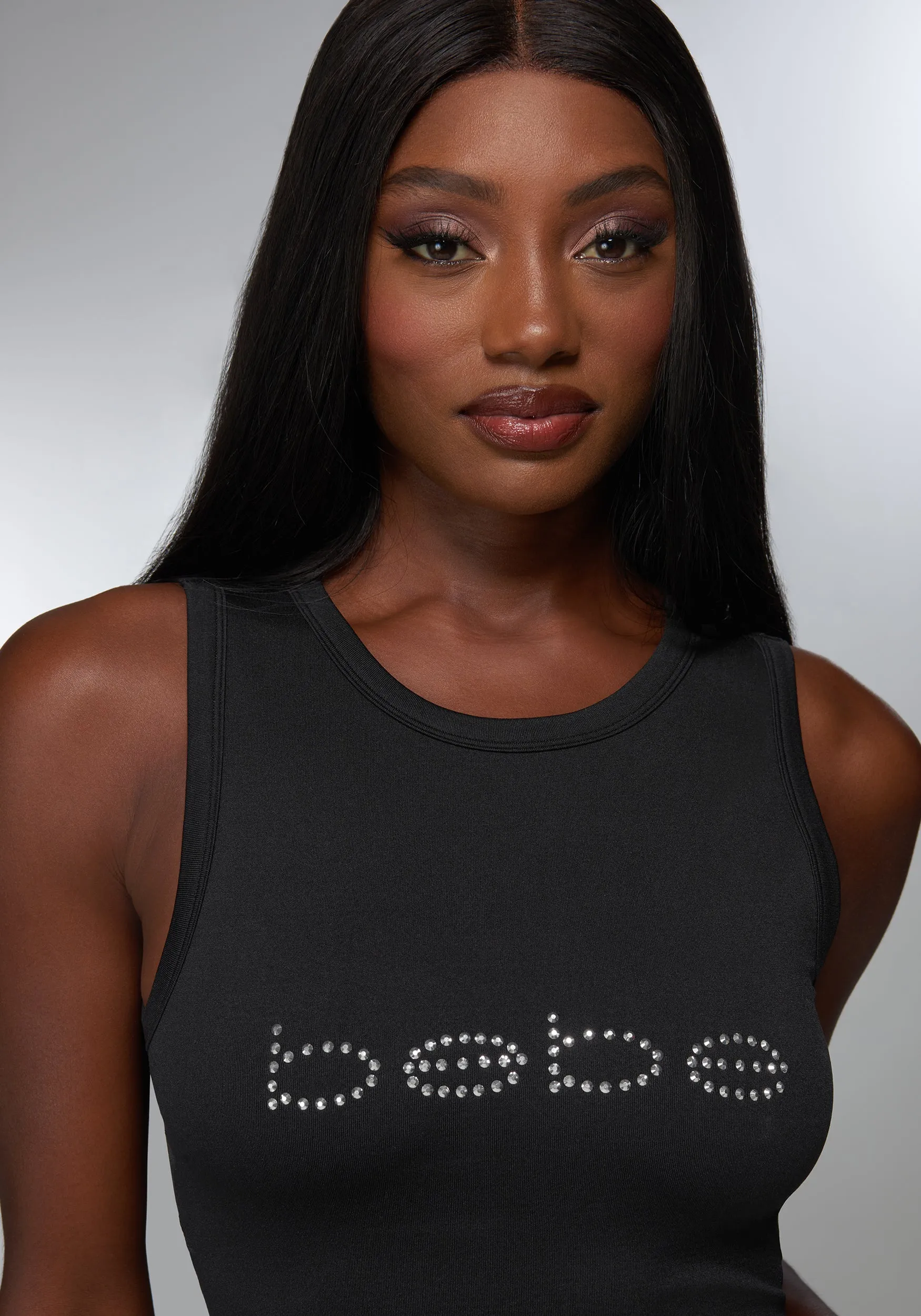 Rhinestone Logo Cropped Tank