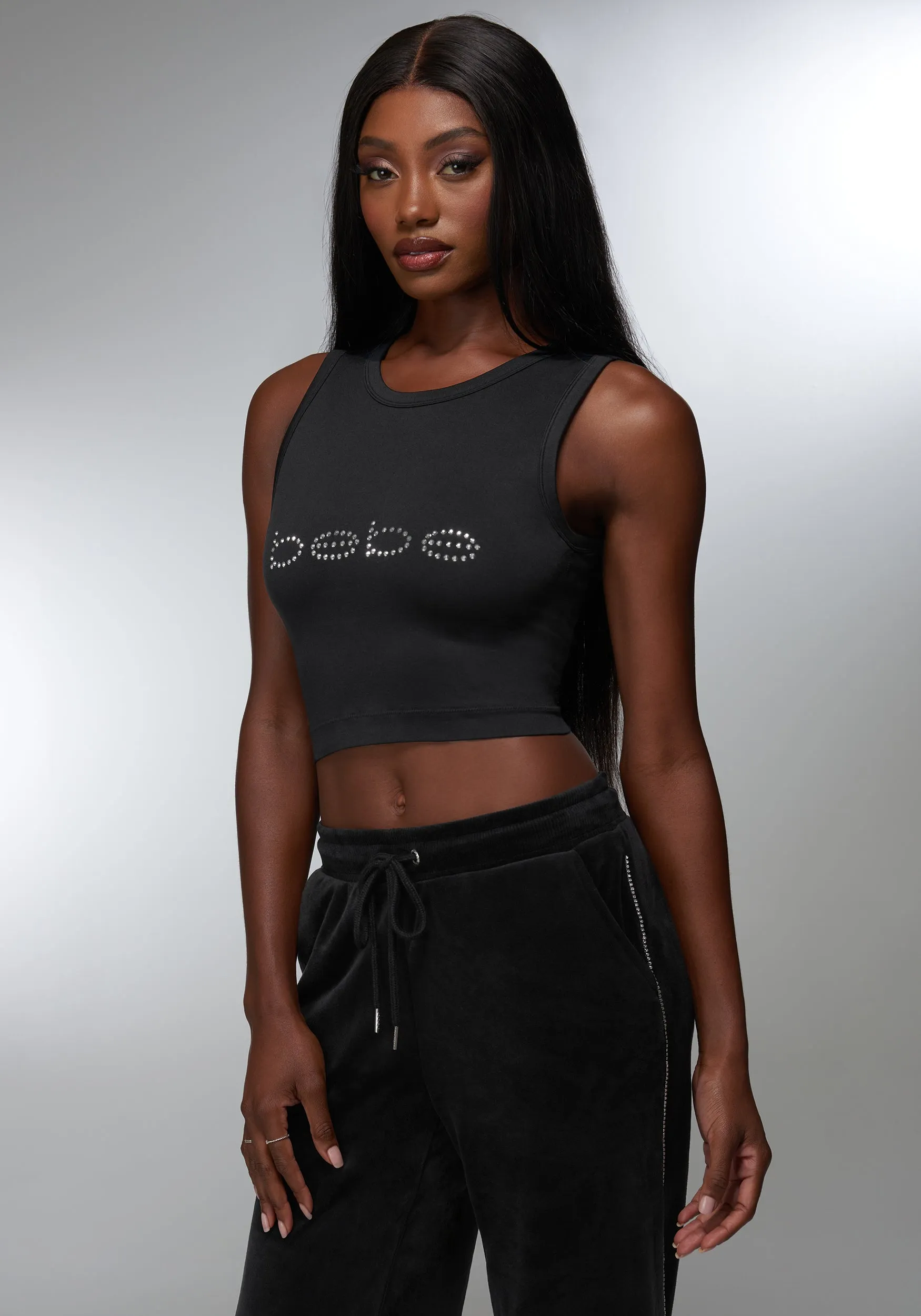 Rhinestone Logo Cropped Tank