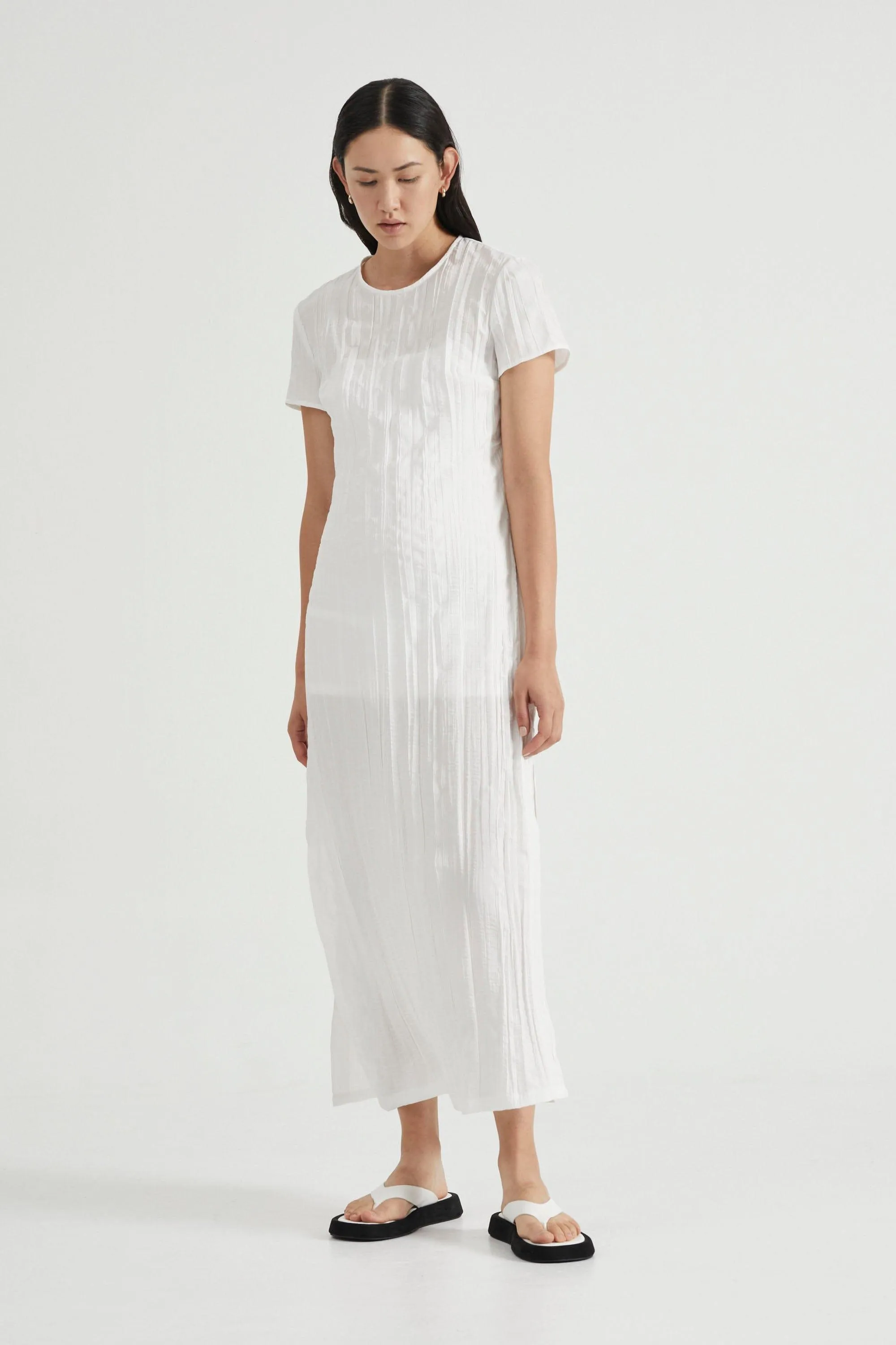 ROLLING WAVE MAXI TEE DRESS | WHITE WASH